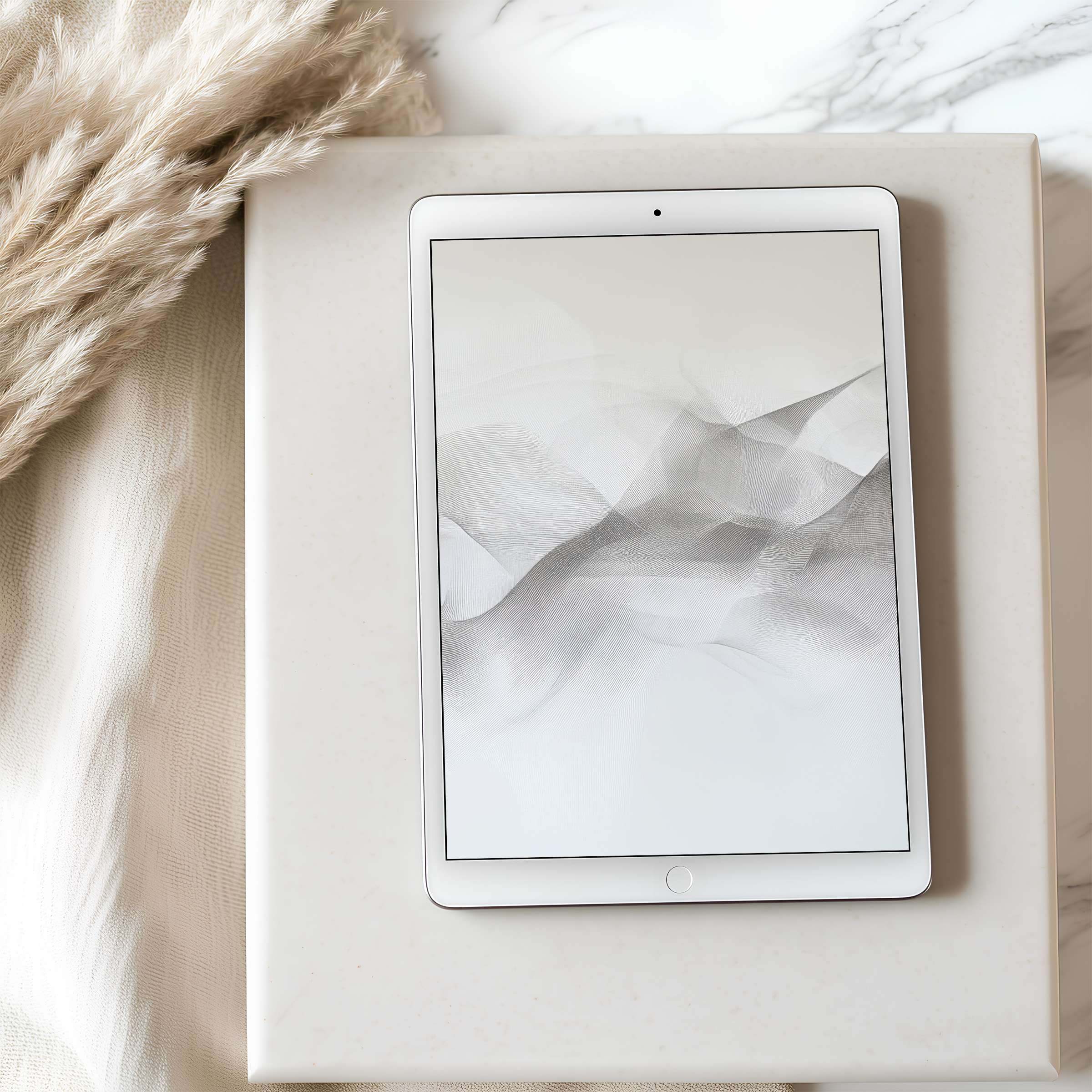 Elegant abstract tablet wallpaper in soothing neutral hues enhances any iPad or Android screen, perfect digital download for zen spaces