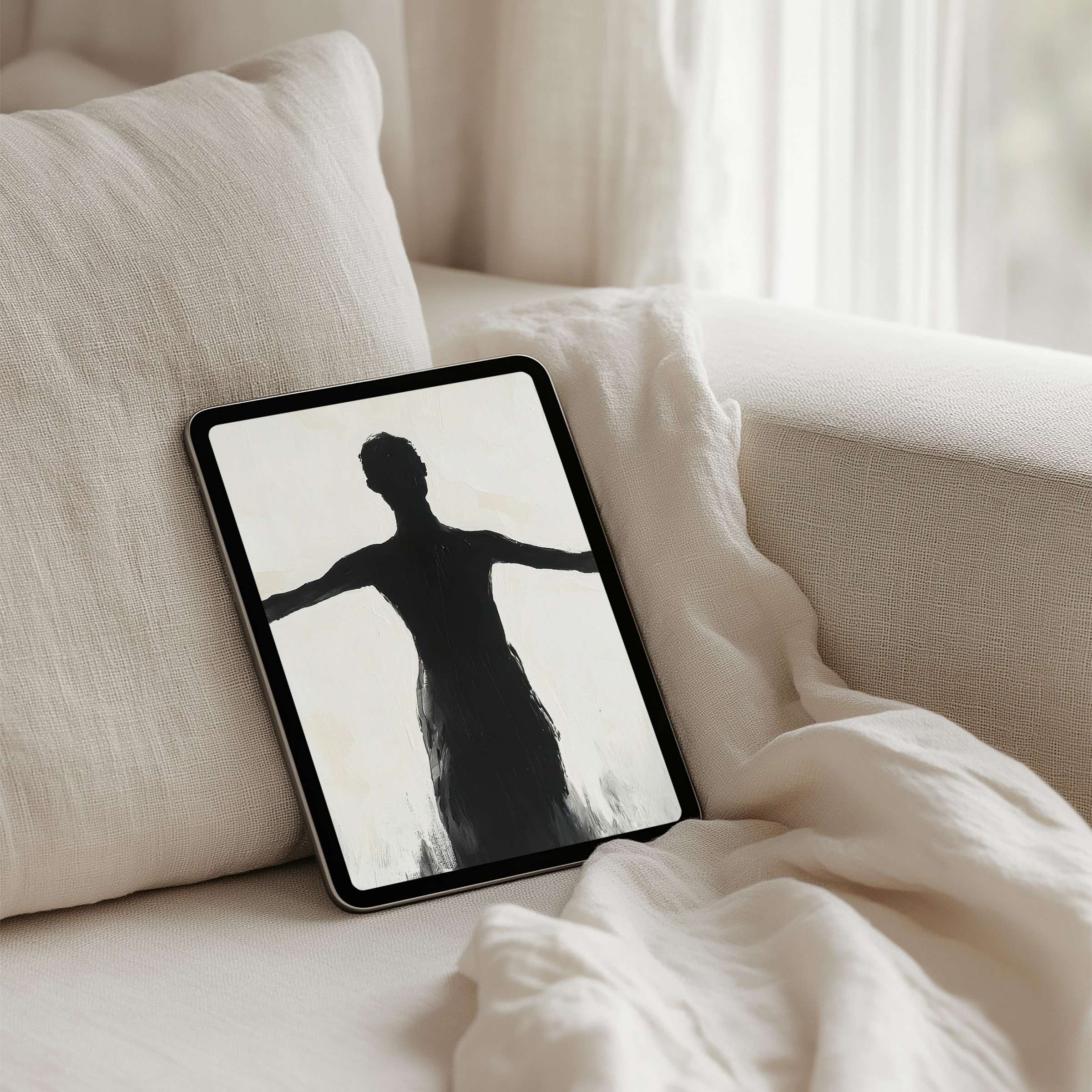 Elegant silhouette art provides a calming, stylish iPad background for instant download on any tablet, enhancing mindful decor