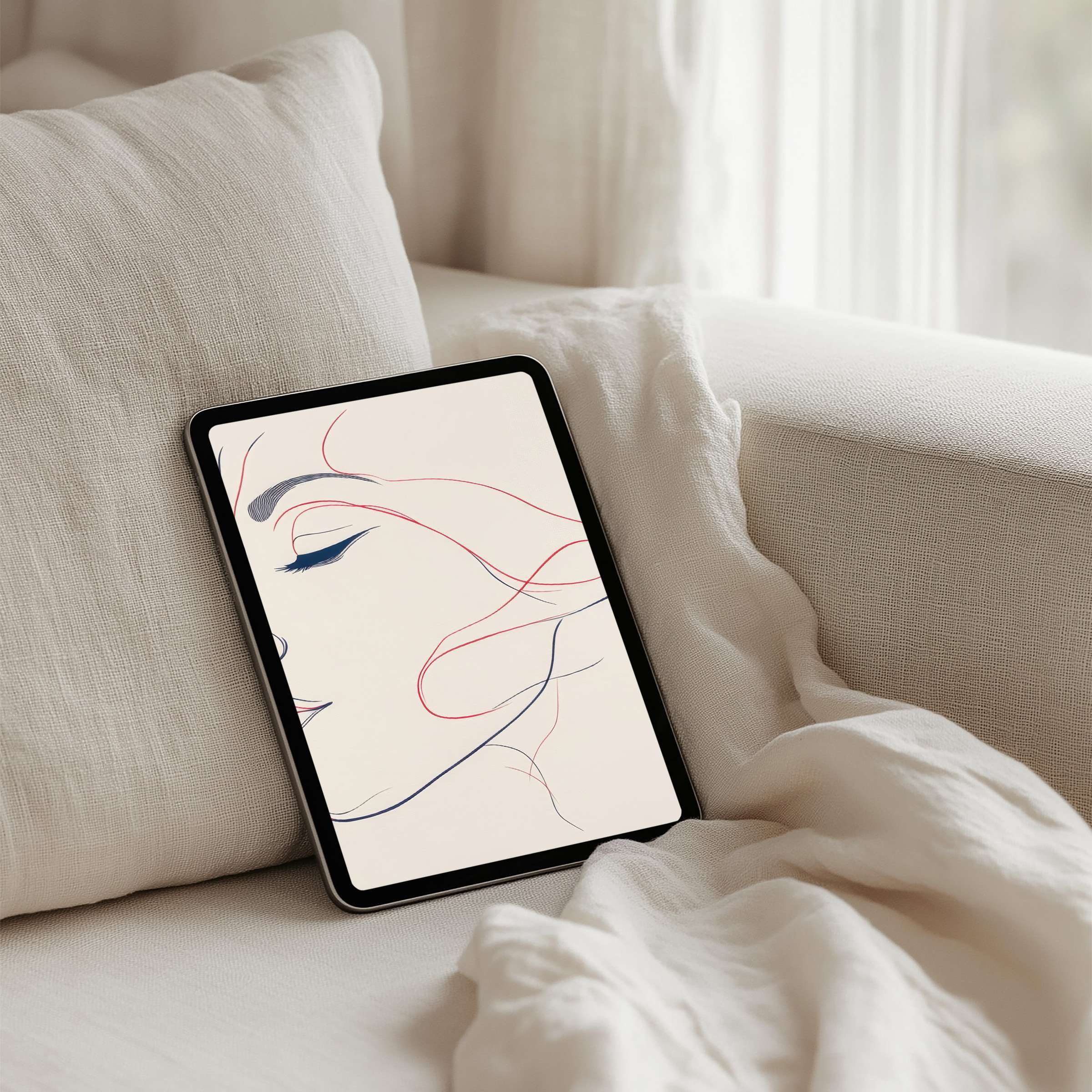 Serene line art iPad background offers elegant calm and inspiration for any tablet with instant download for design lovers