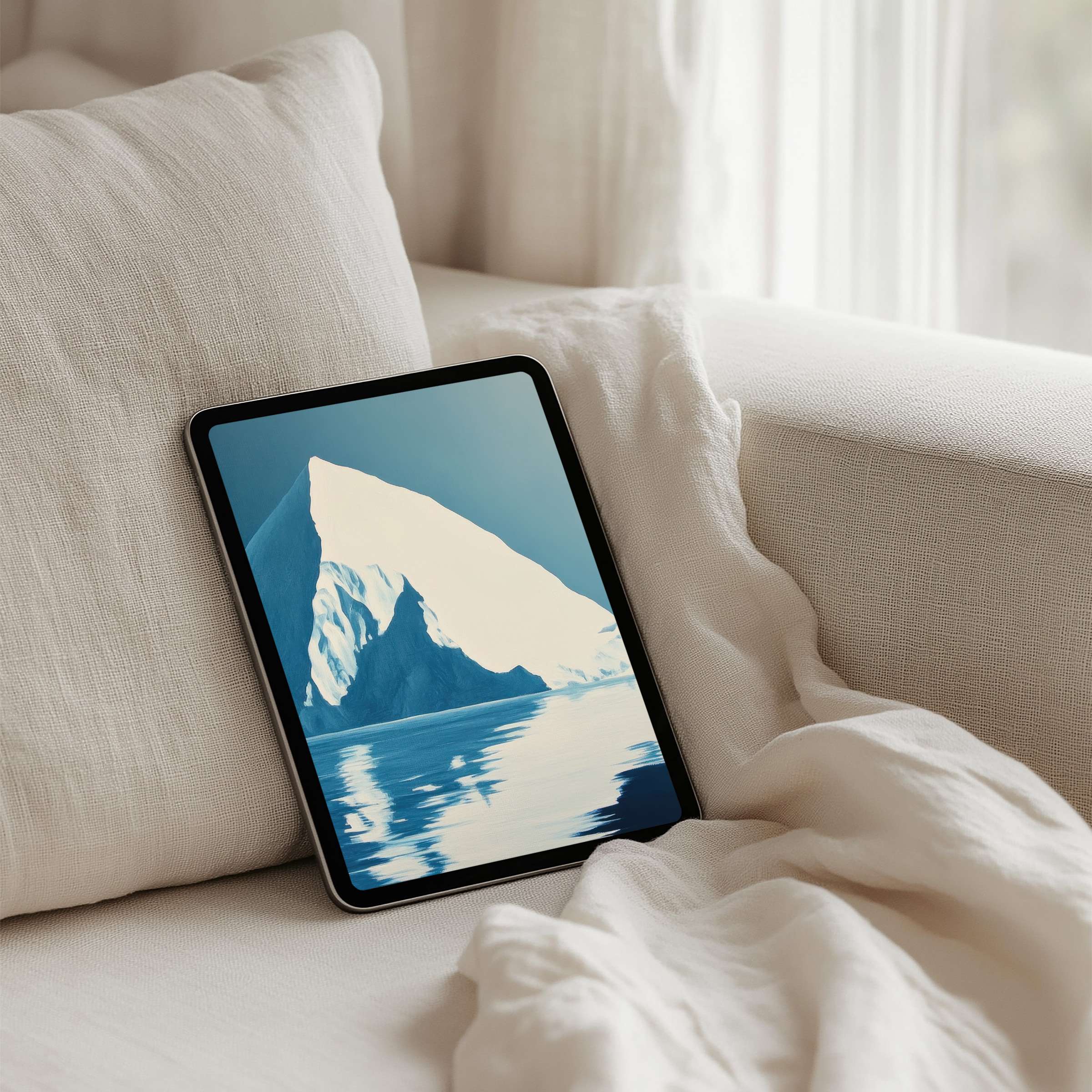 Serene iceberg digital art for iPad background instant download evokes elegance and calm, perfect for any tablet display