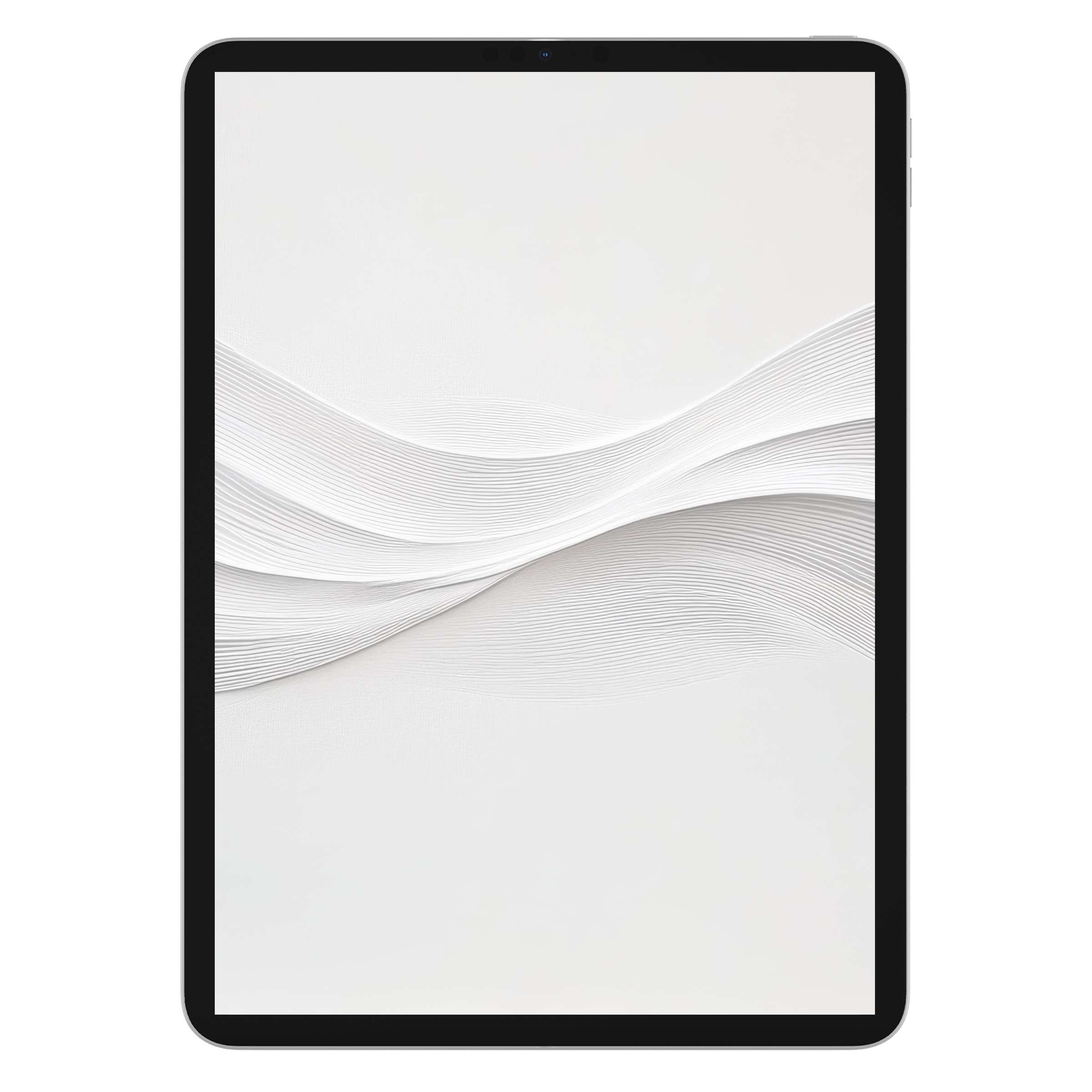 Elegant minimalist iPad wallpaper with serene white waves for a calming tablet background digital download ideal for refined aesthetics