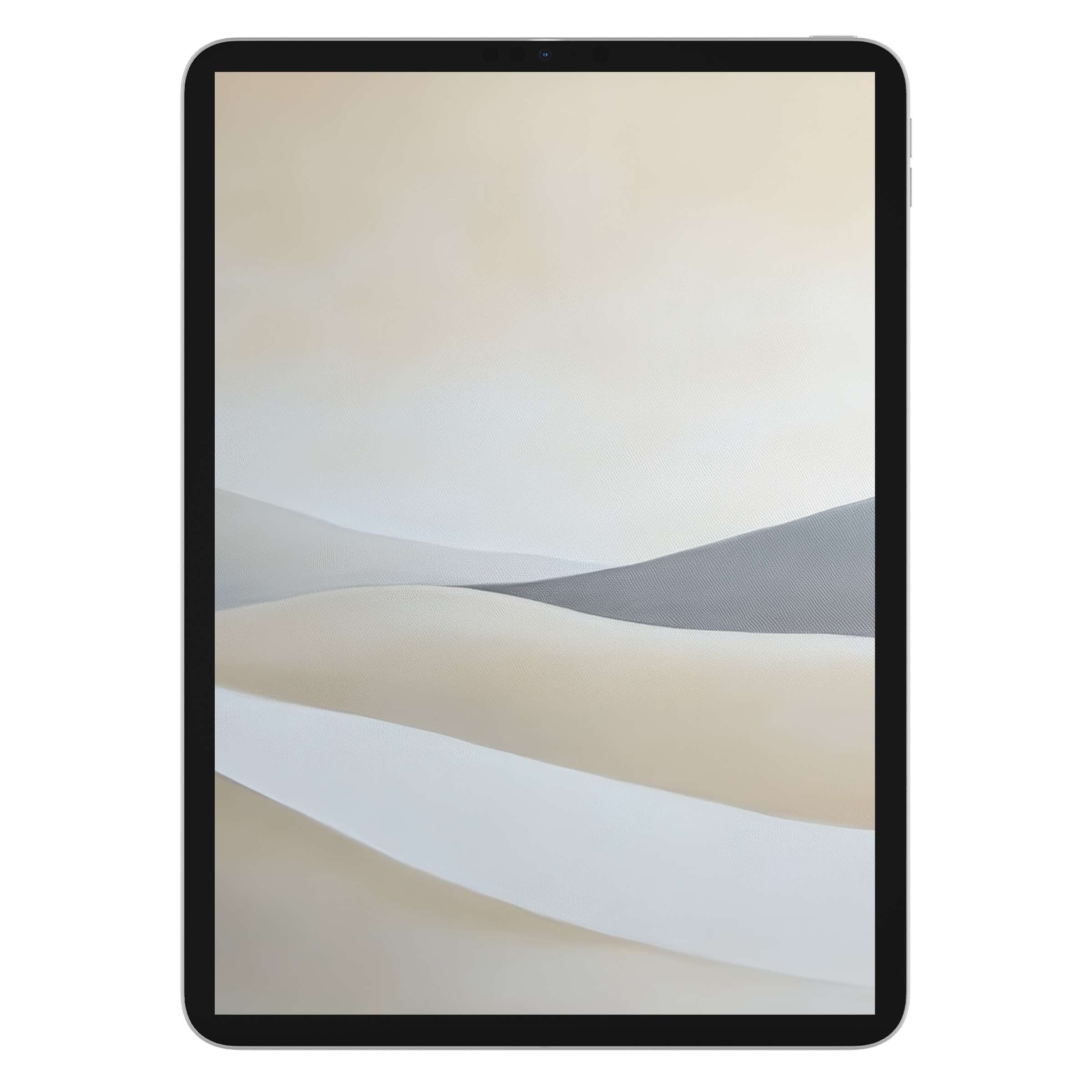 Elegant minimalist iPad wallpaper featuring soft beige and gray abstract shapes offers a calming background for tablets digital download