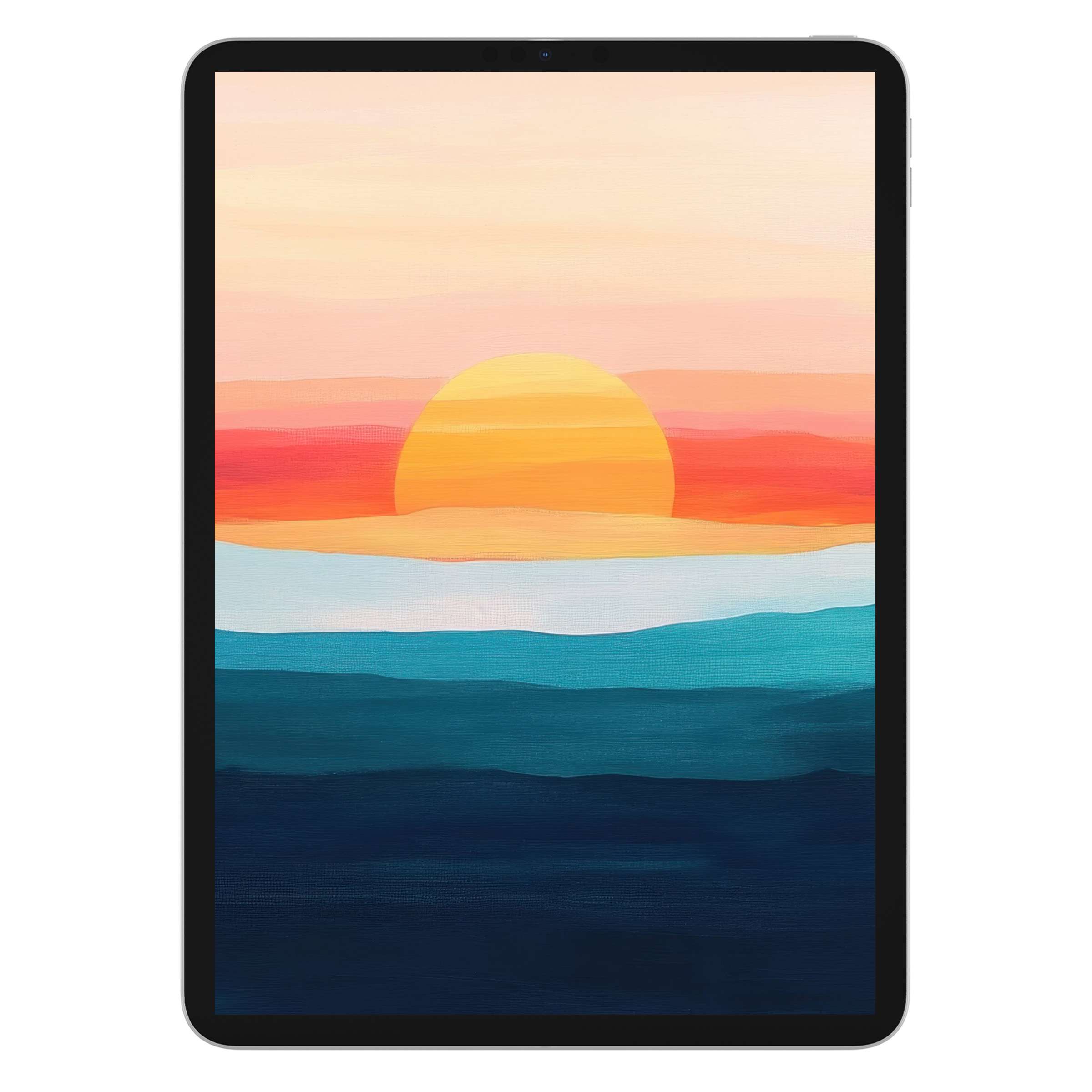 Sunset abstract art as a minimalist iPad wallpaper offers a serene digital download for tablets, enhancing your background style