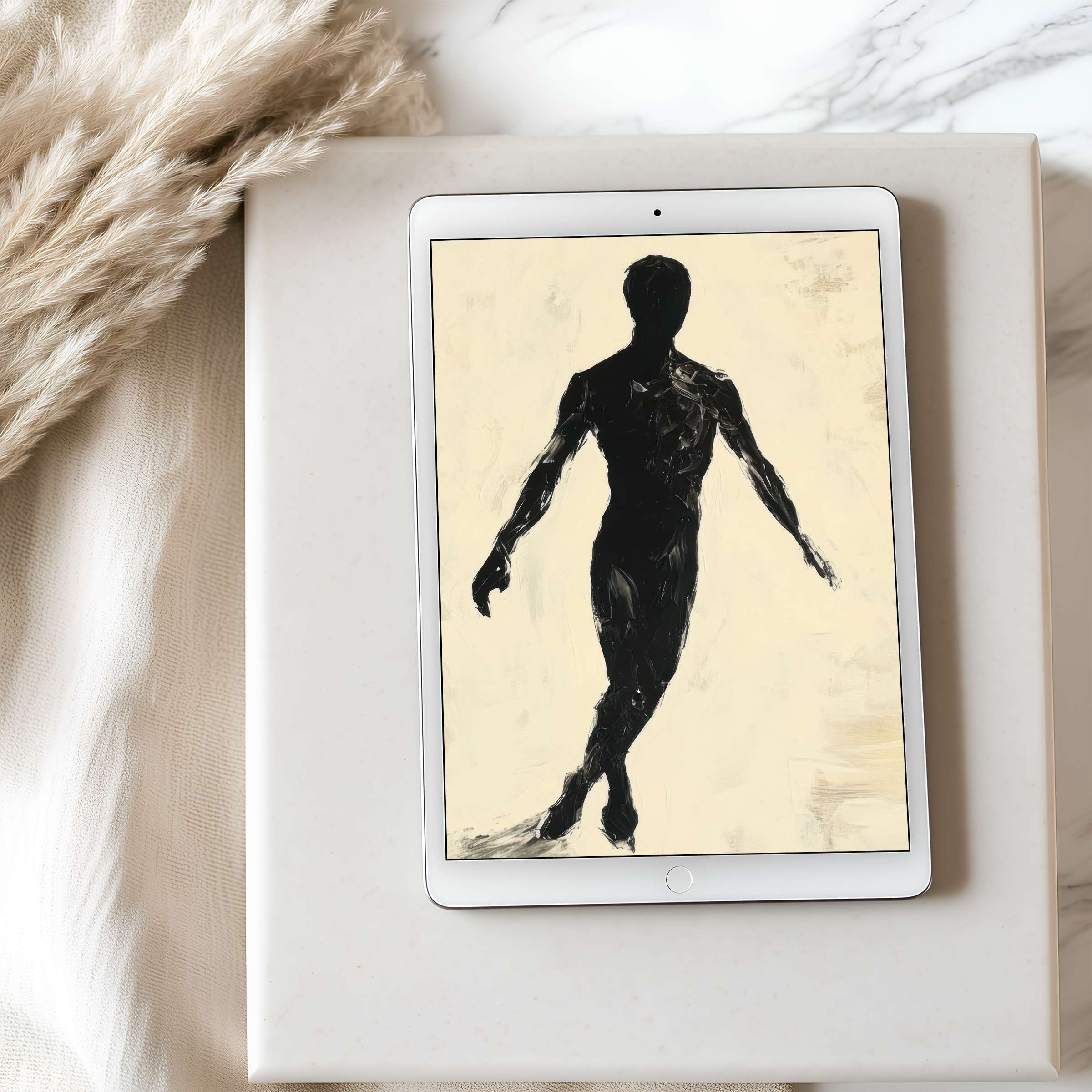 Elegant silhouette art on a stylish high-resolution tablet wallpaper, ideal for iPad or Android tablets, offering calm and beauty