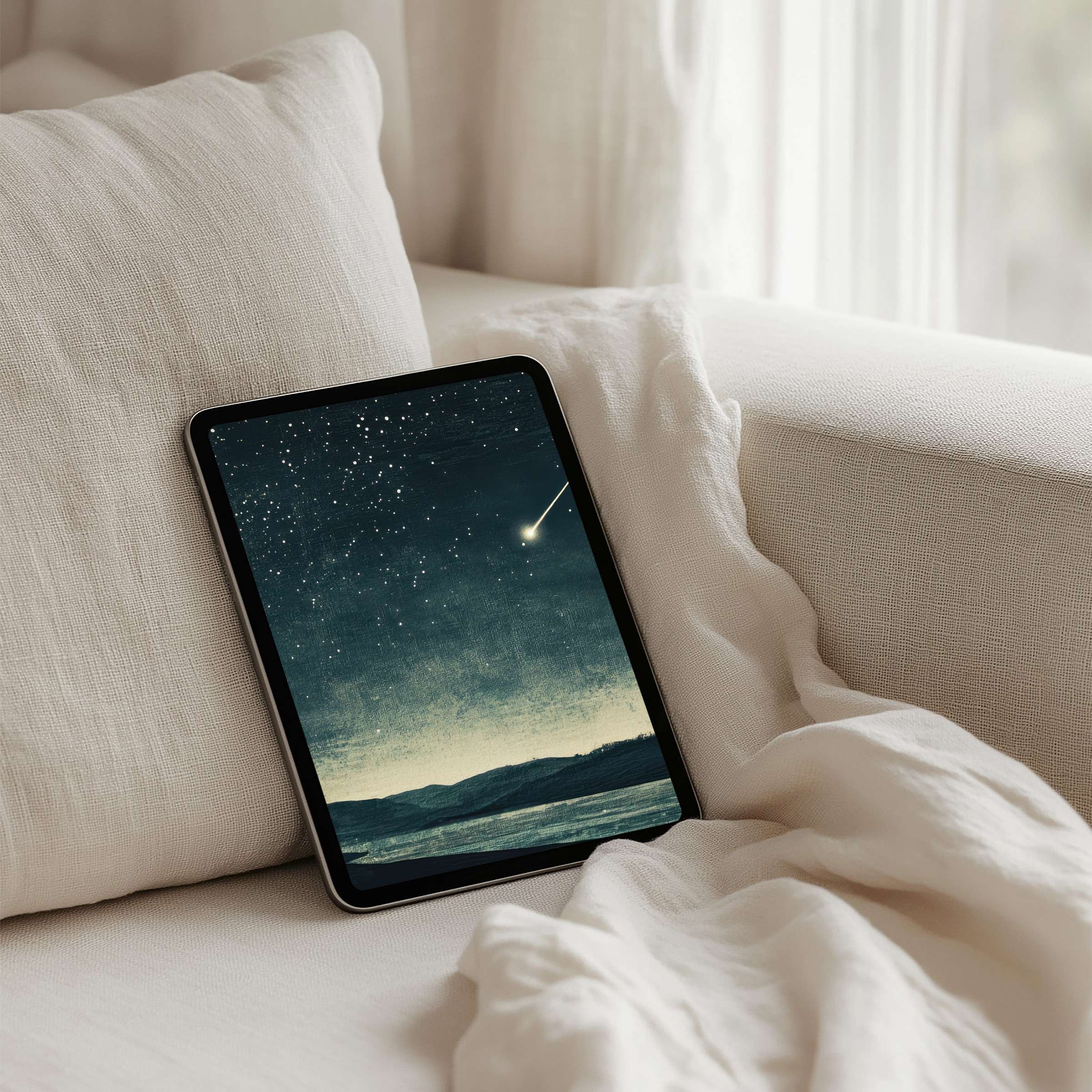 Elegant starry night iPad background for instant download on your tablet inspires calm and mindfulness while enhancing aesthetics