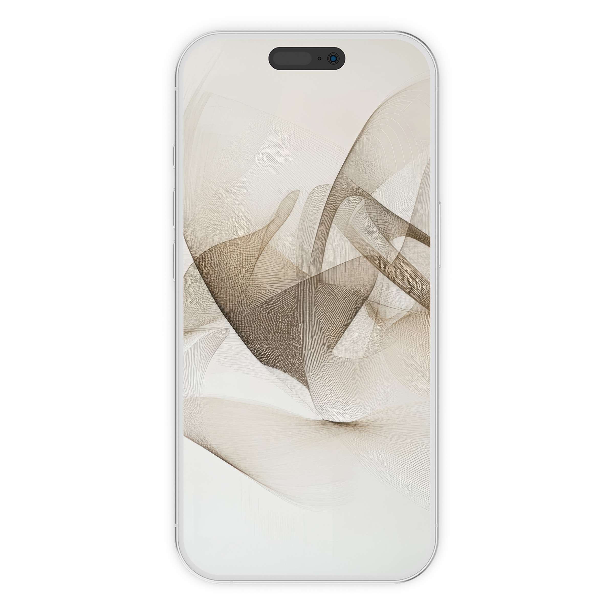 Elegant minimalist iPhone wallpaper featuring fluid beige abstract art, perfect phone background for digital download, serene design