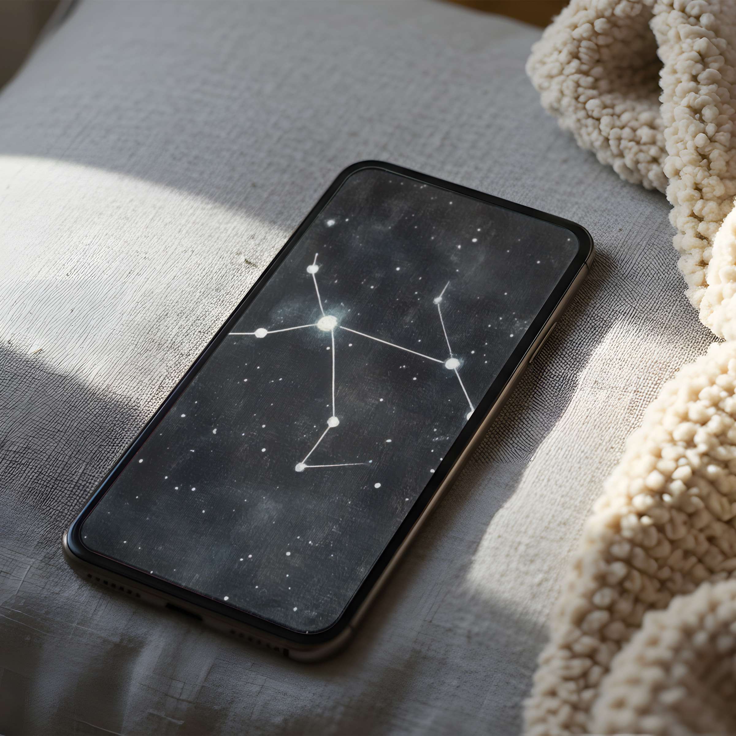 Elegant constellation design phone wallpaper in high resolution offers a calming digital download for both iPhone and Android users