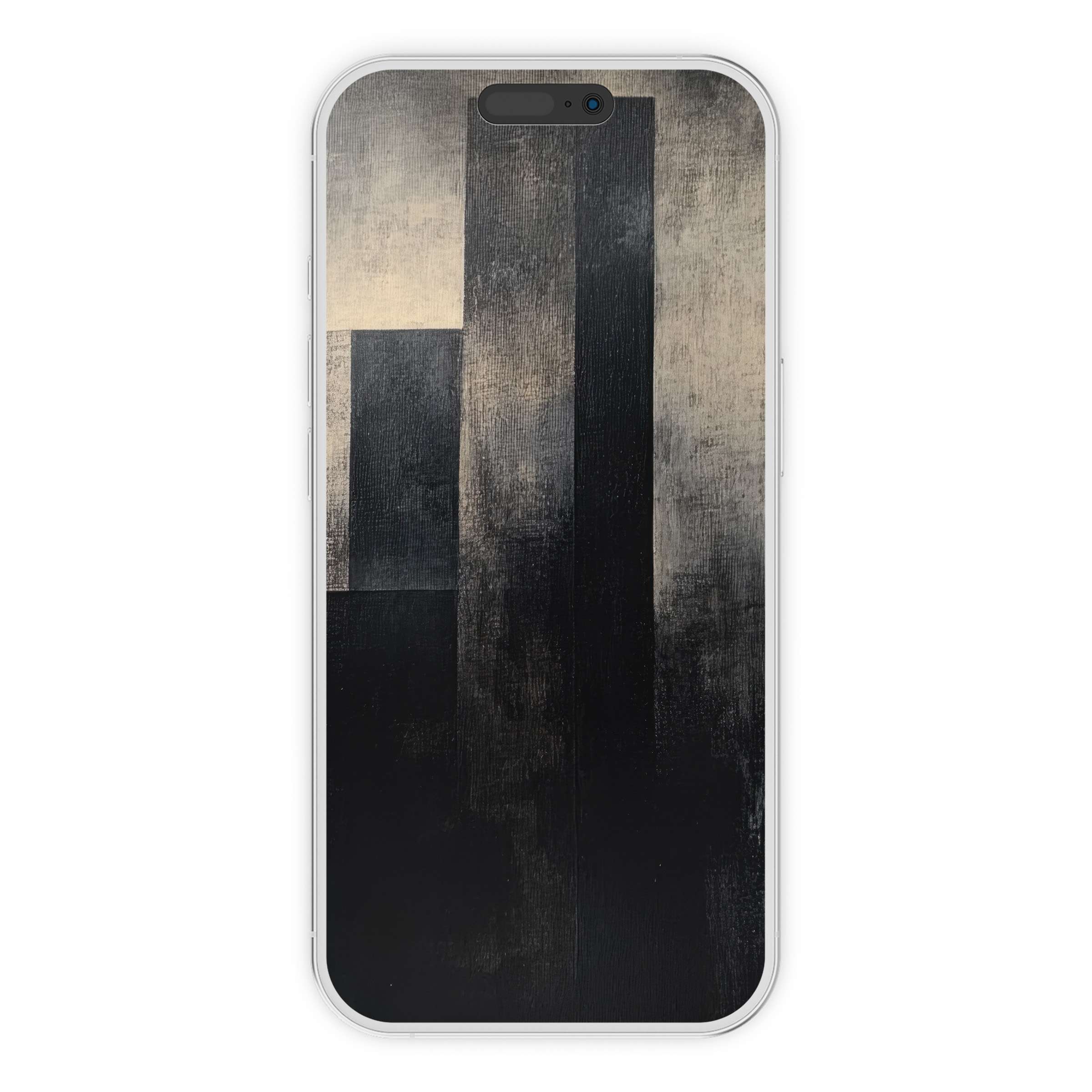 Minimalist iPhone wallpaper featuring abstract vertical gray and black textures creating a calming background for digital download on any phone