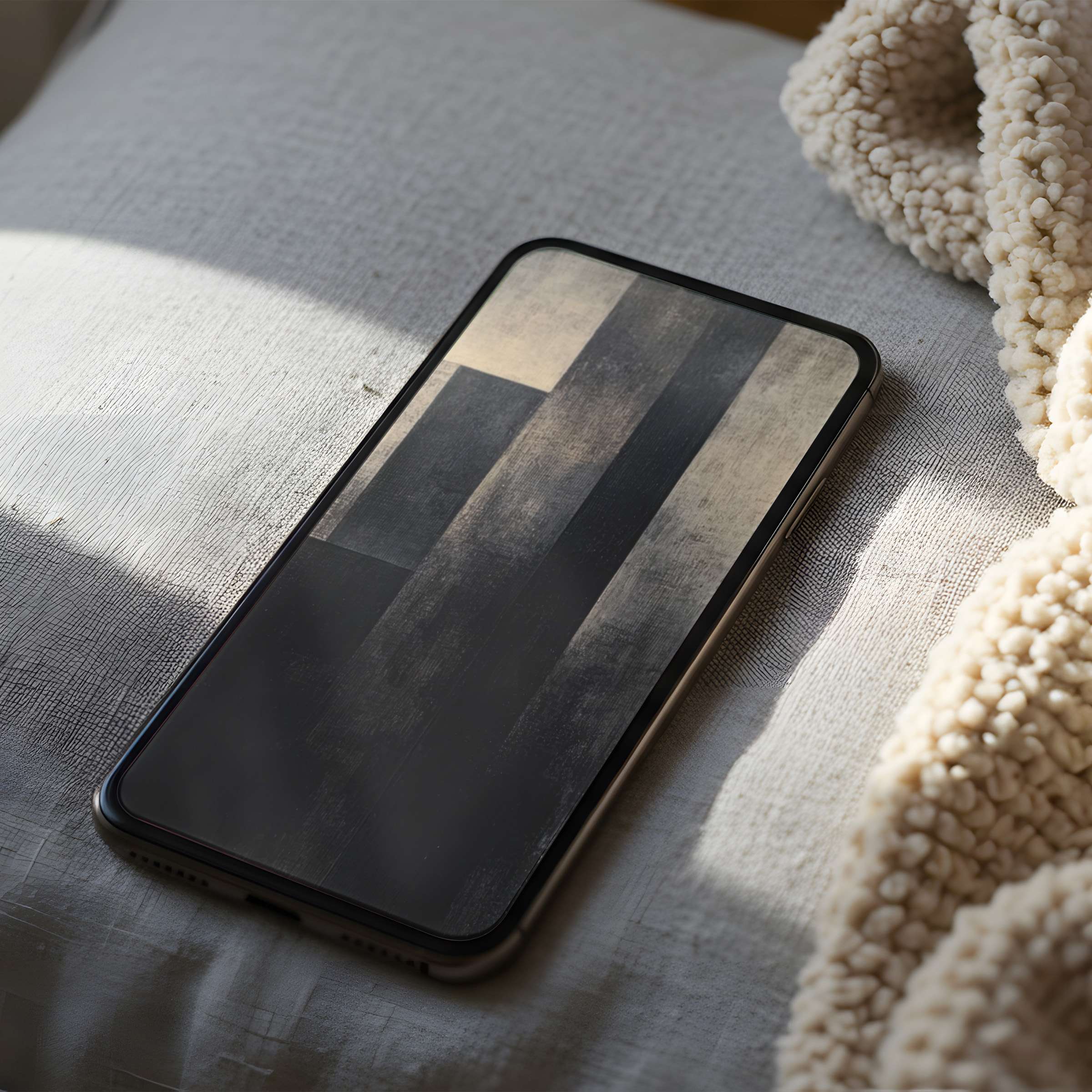 Elegant phone wallpaper featuring abstract grayscale stripes offers a calming touch for iPhone and Android, high resolution digital download