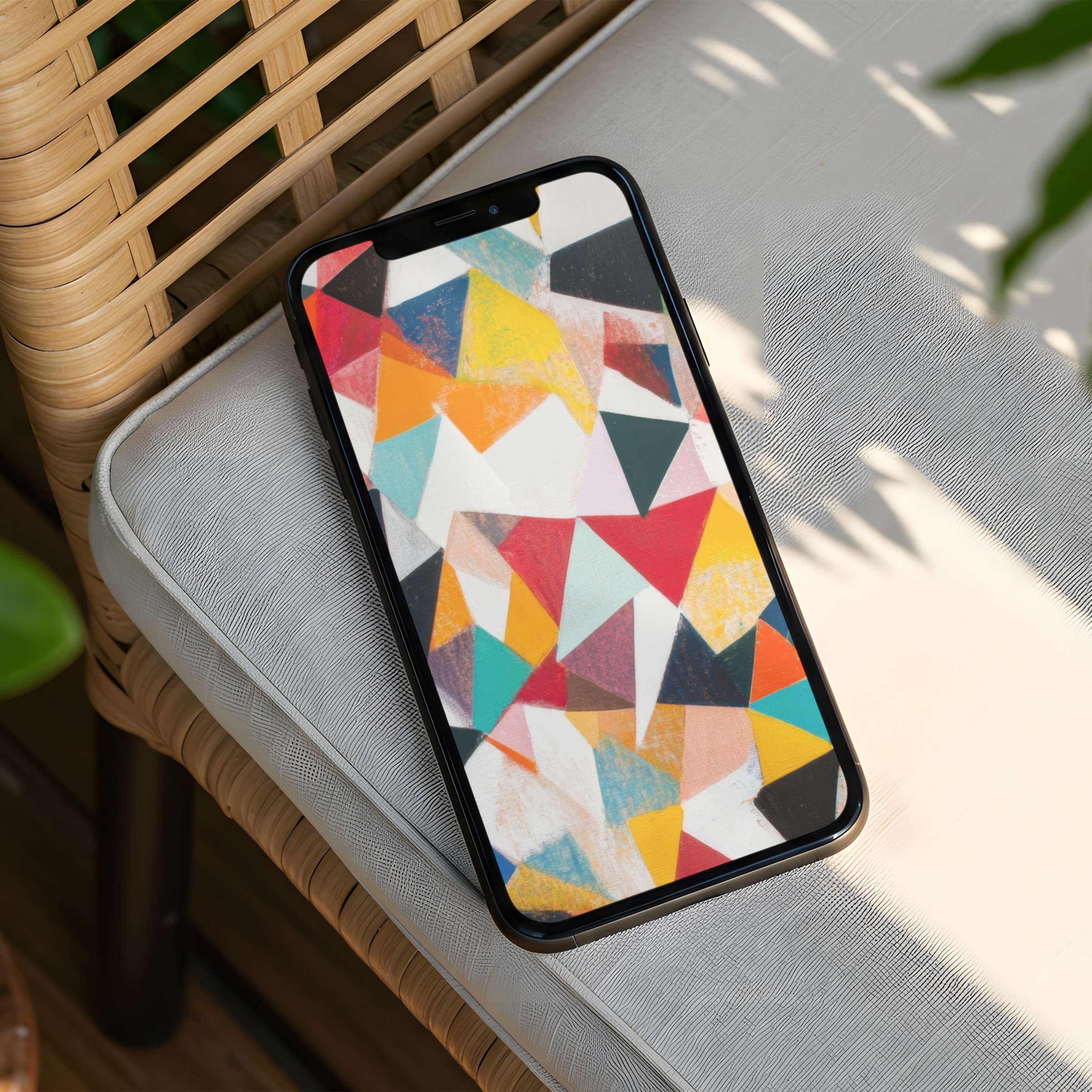 Colorful geometric art iPhone background offers instant download to inspire calm and elegance on your phone effortlessly
