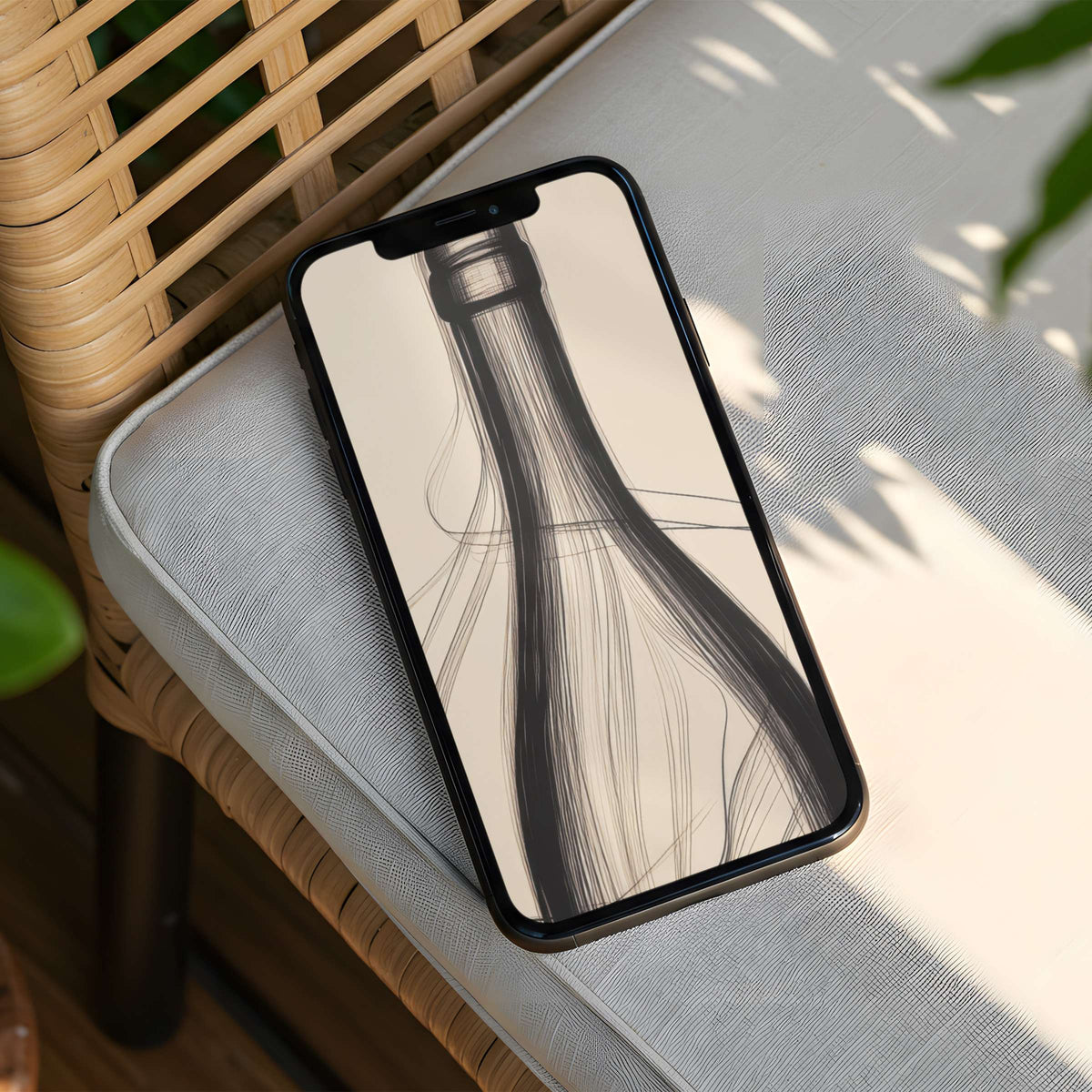 Elegant abstract iPhone background in soft beige and black lines evokes calm and mindfulness available as an instant download for your phone