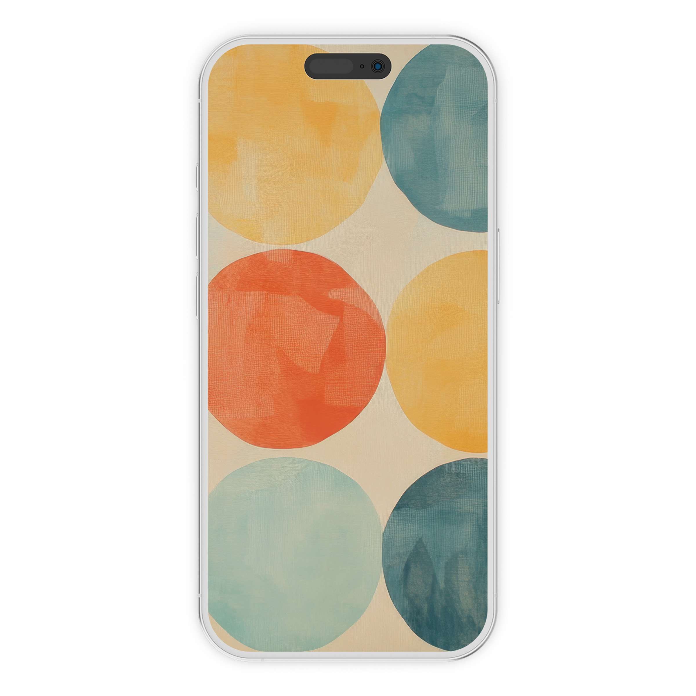 Enchant your screen with a minimalist iPhone wallpaper featuring colorful circles, perfect digital download for a calming phone background