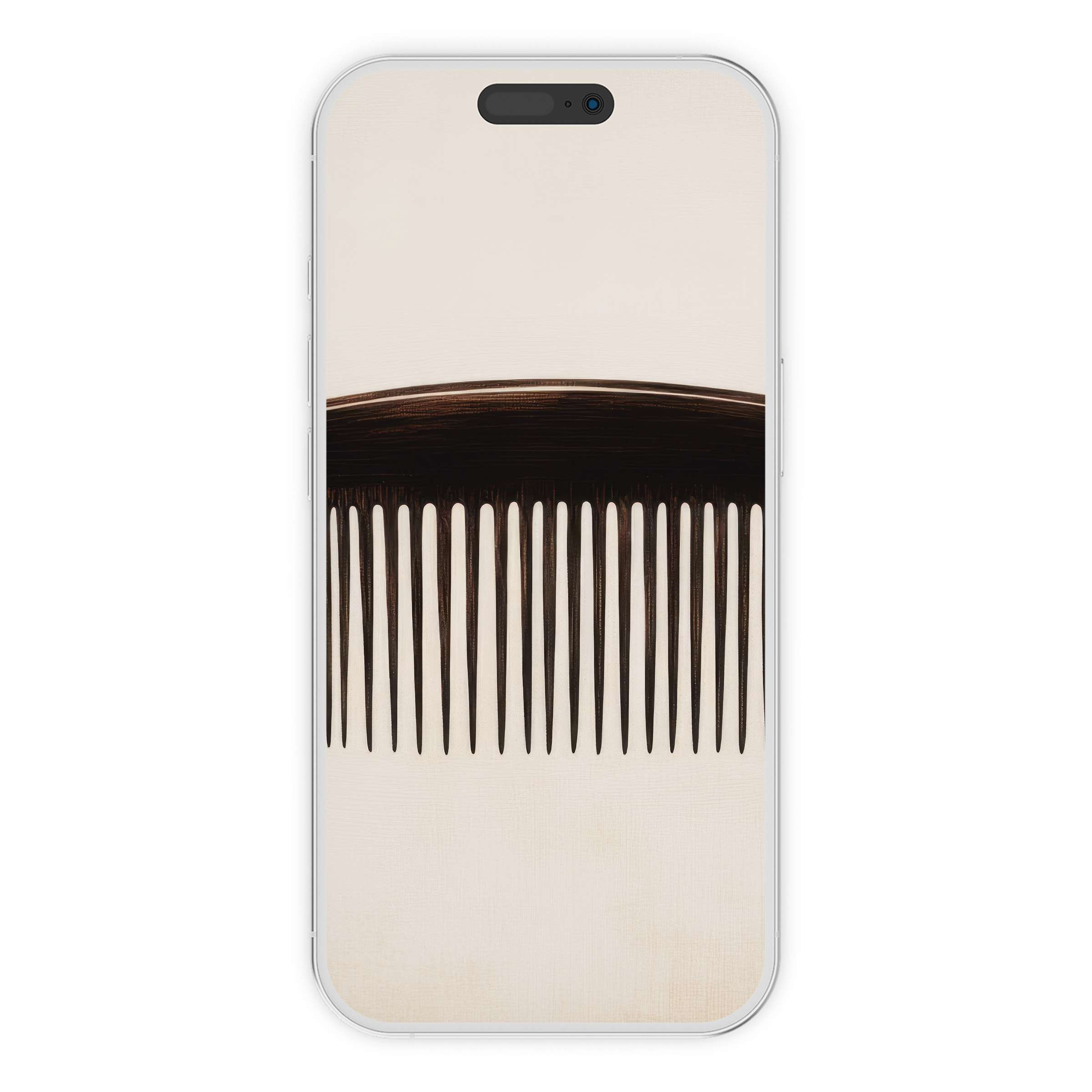 Minimalist iPhone wallpaper featuring a serene comb design on an elegant beige backdrop for phone backgrounds digital download