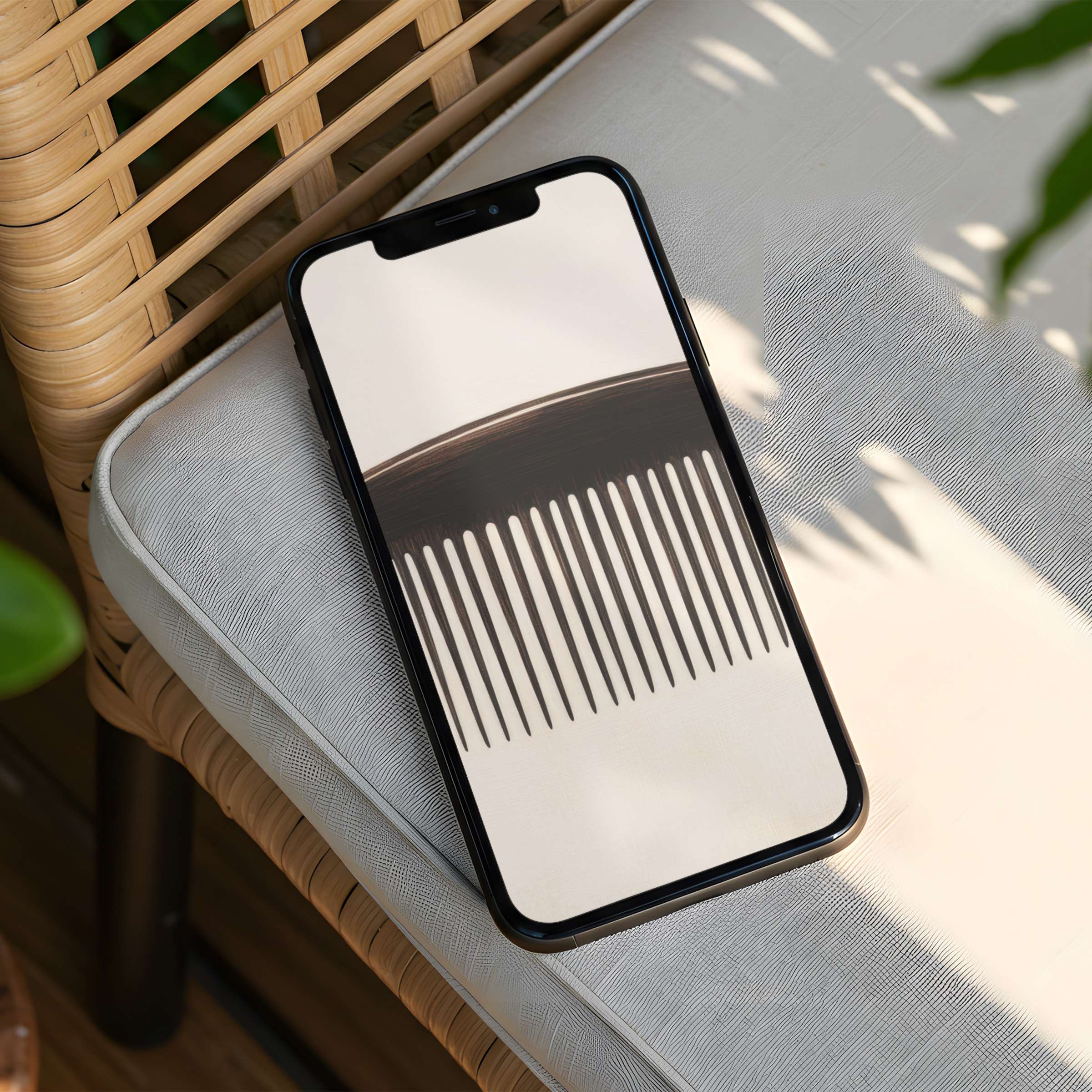Elegant minimalist iPhone background with soft hues and comb design evokes calm mindfulness perfect for phone instant download