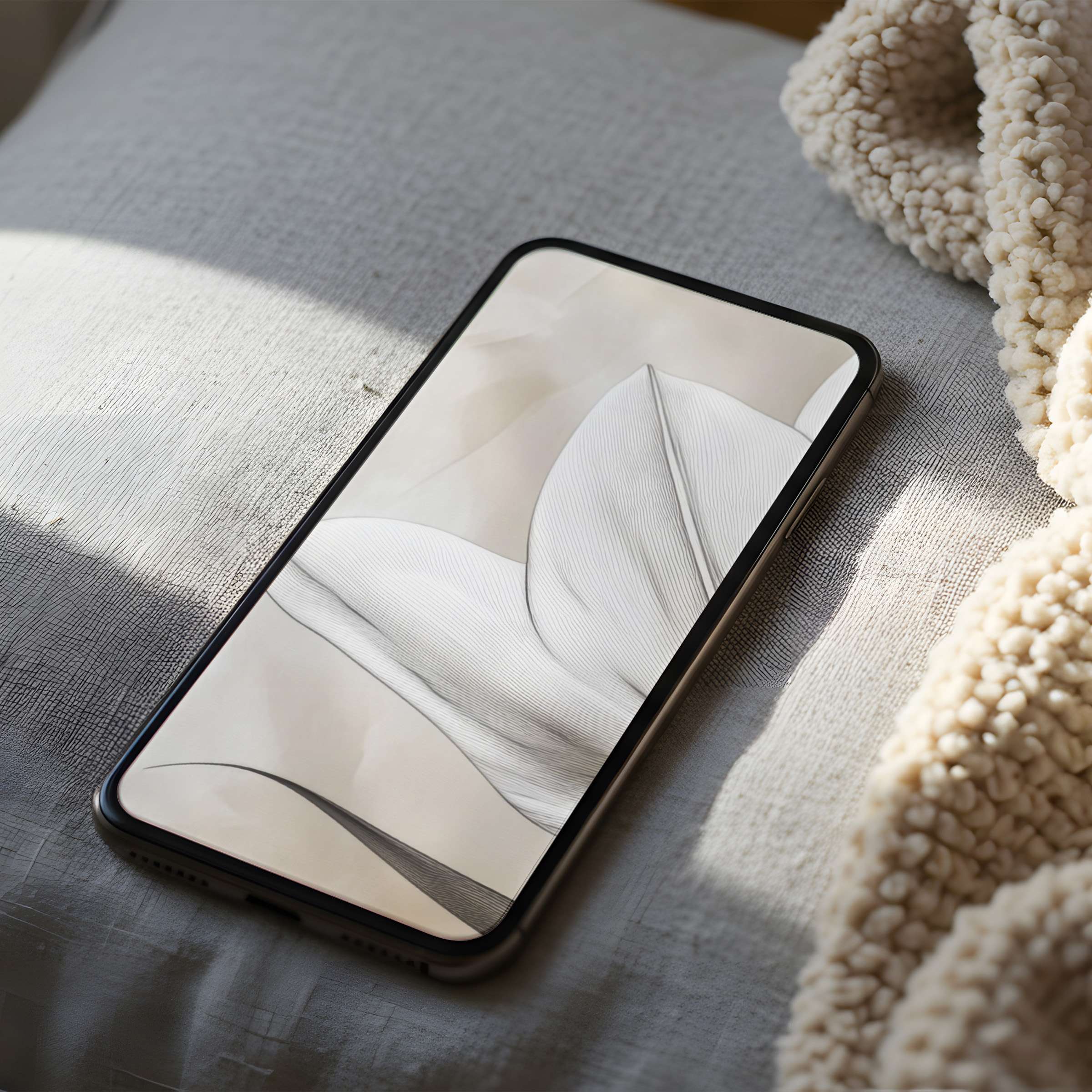 Elegant neutral abstract phone wallpaper with flowing lines suitable for iPhone and Android high resolution digital download