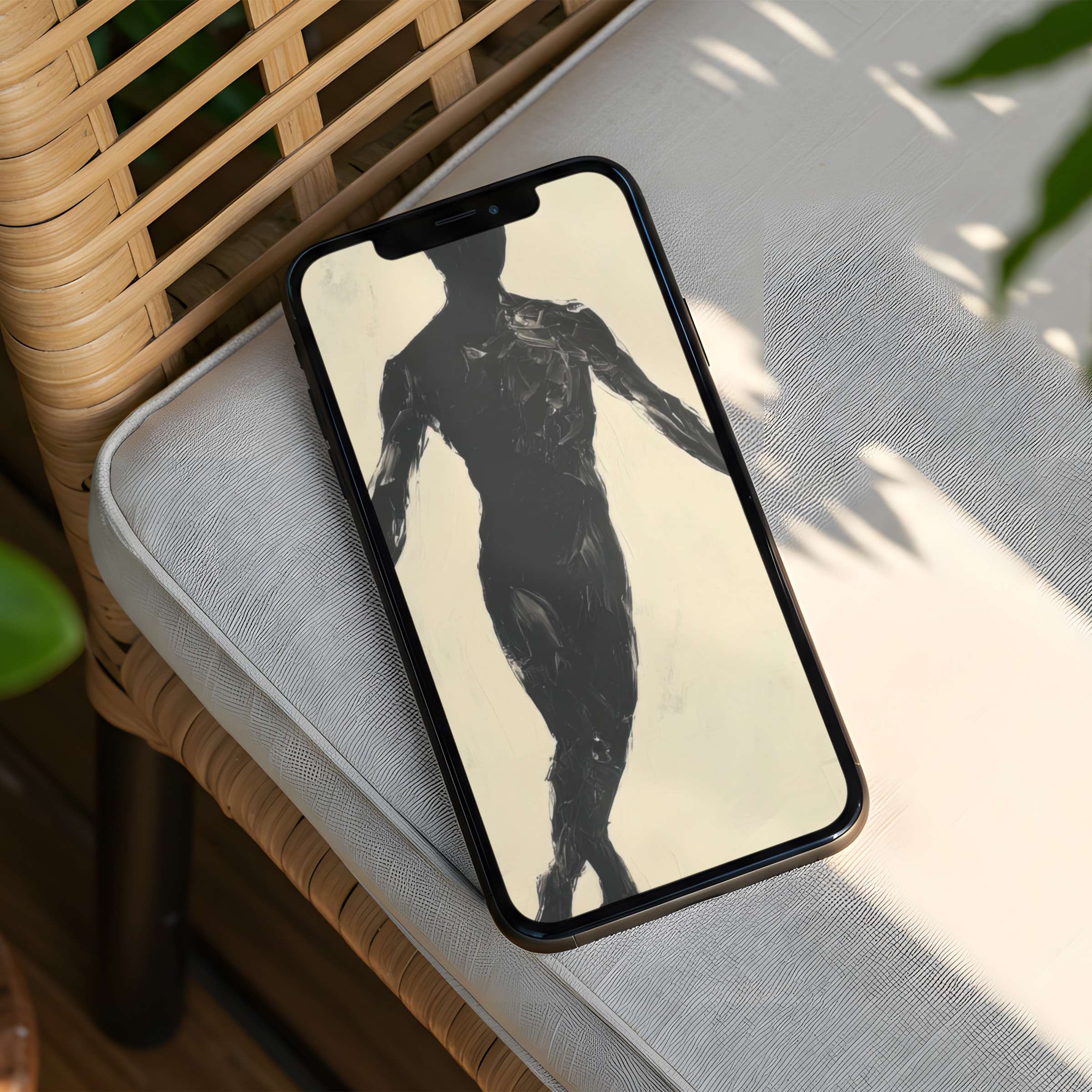 Elegant silhouette art iPhone background brings calm and mindfulness to your day with instant download for any phone