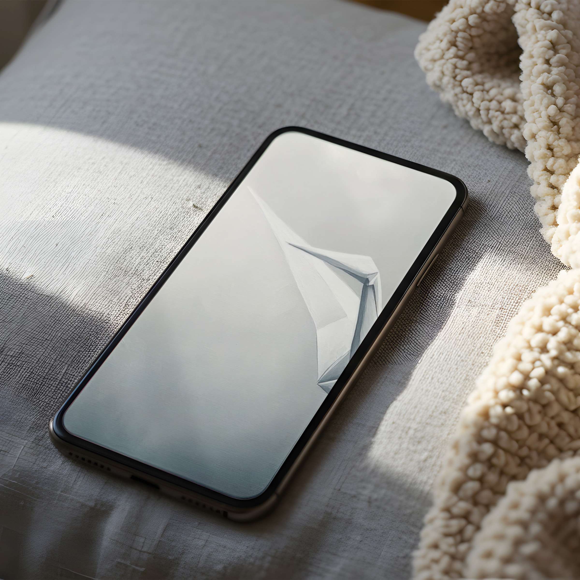 Elegant paper plane phone wallpaper with minimalistic gray tones, creating a calming vibe for iPhone and Android, available for digital download