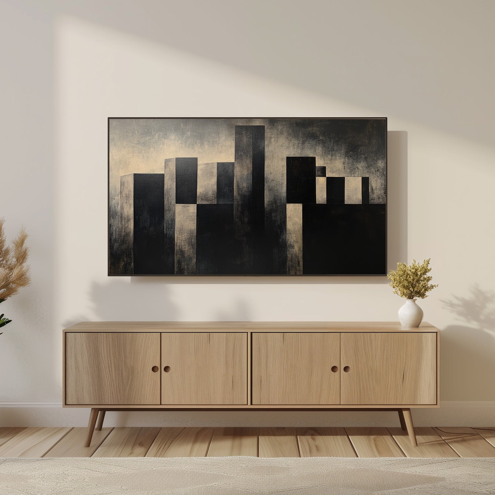 Minimalist Monochrome Skyscrapers Home Decor for modern Living Room