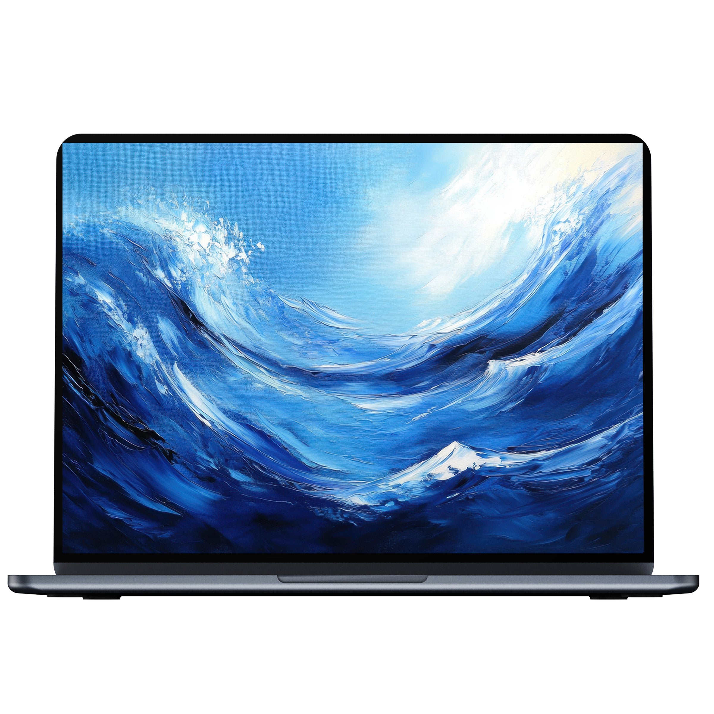 Vibrant ocean wave modern desktop wallpaper in blue hues offers digital download for elegant pc and laptop inspiration