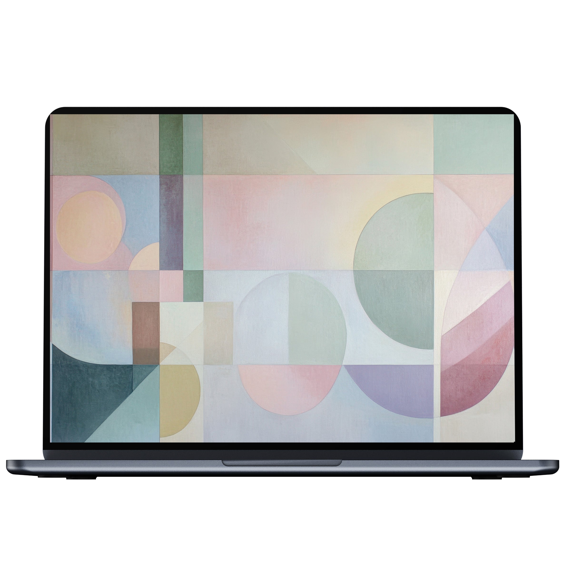 Modern desktop wallpaper featuring pastel geometric abstract art, perfect digital download for elegant PC or laptop decor, inspiring calm