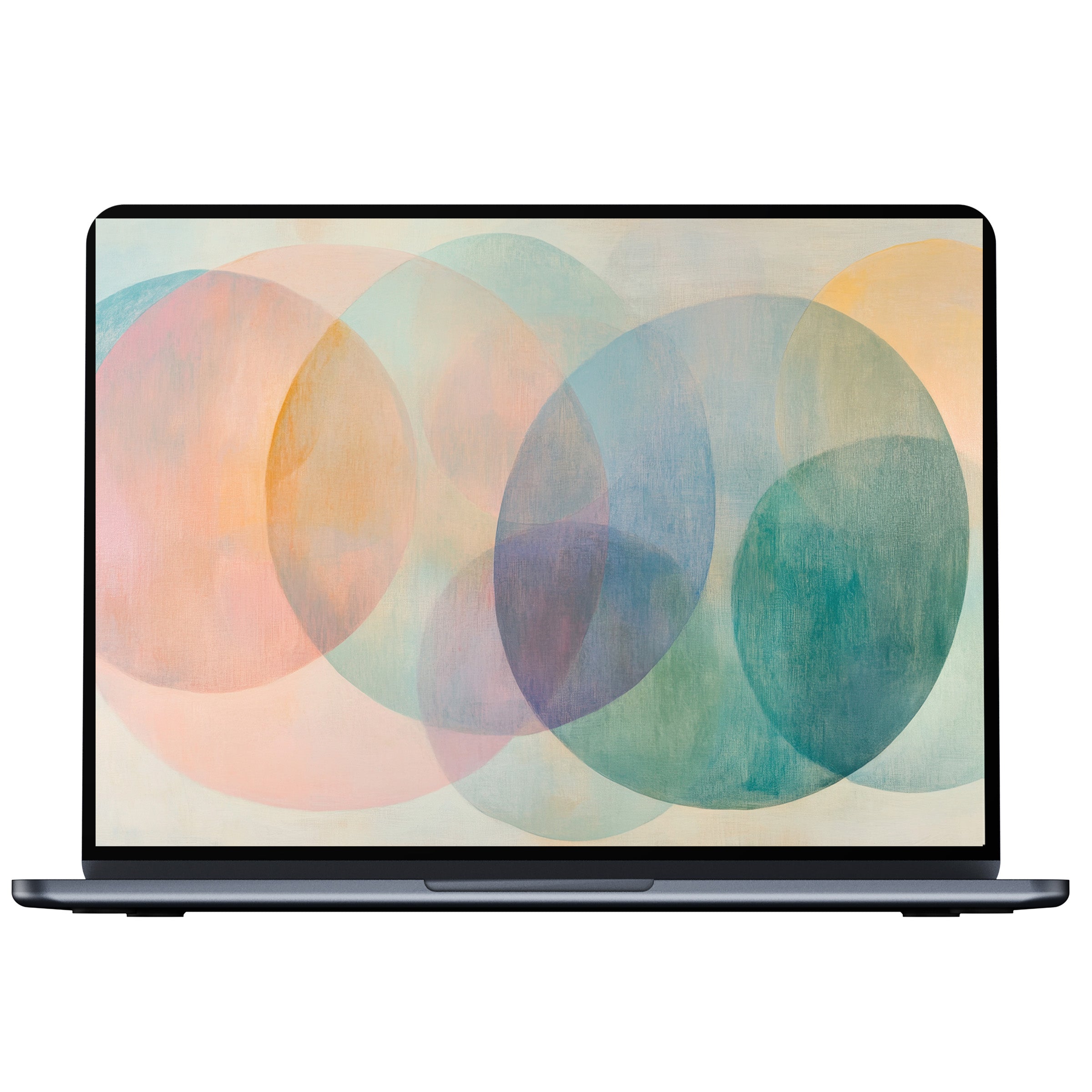 Modern desktop wallpaper featuring soft pastel circles creates a serene digital download for PC or laptop inspiring tranquility