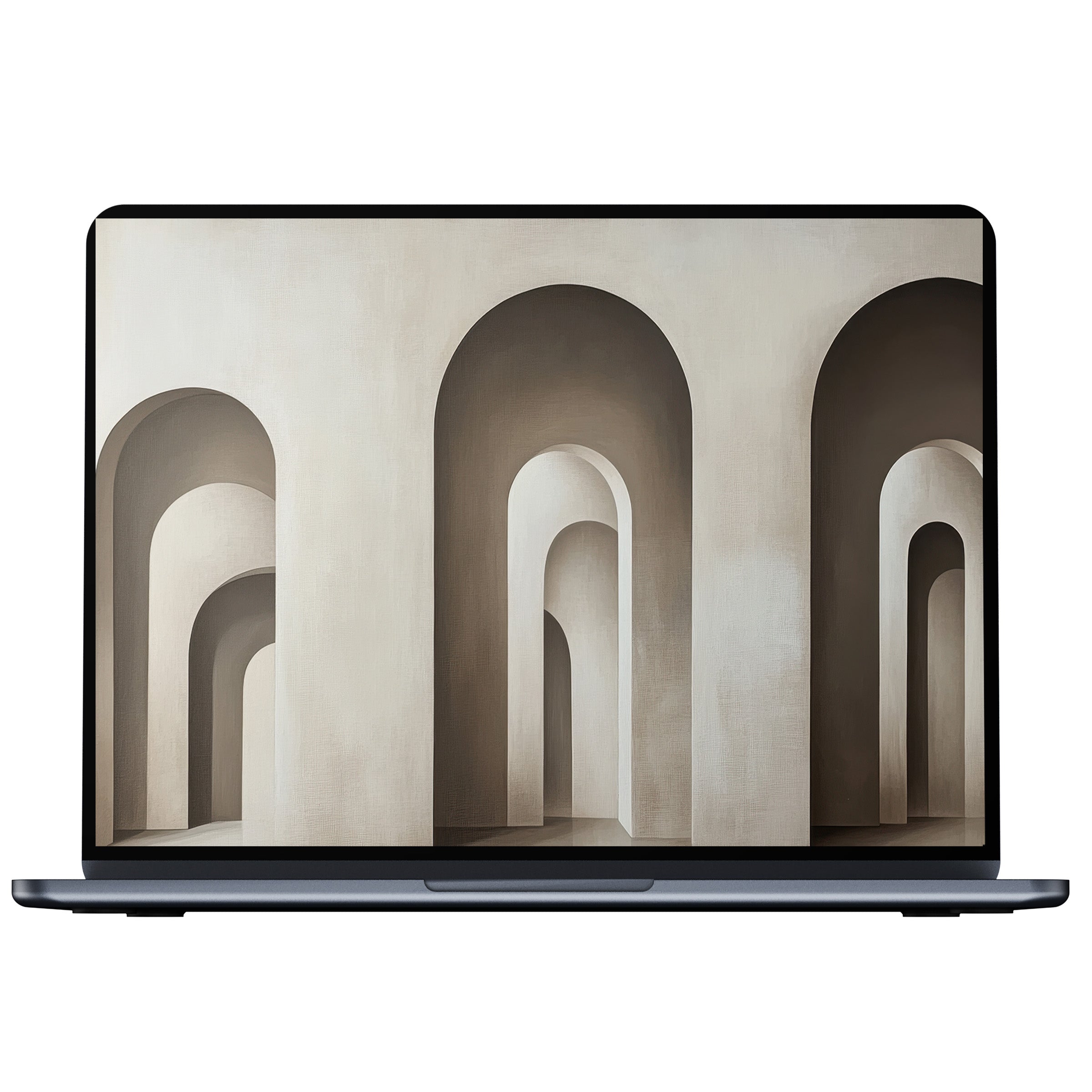Modern desktop wallpaper featuring elegant archway patterns in calming neutral tones for PC, laptop, Mac digital download