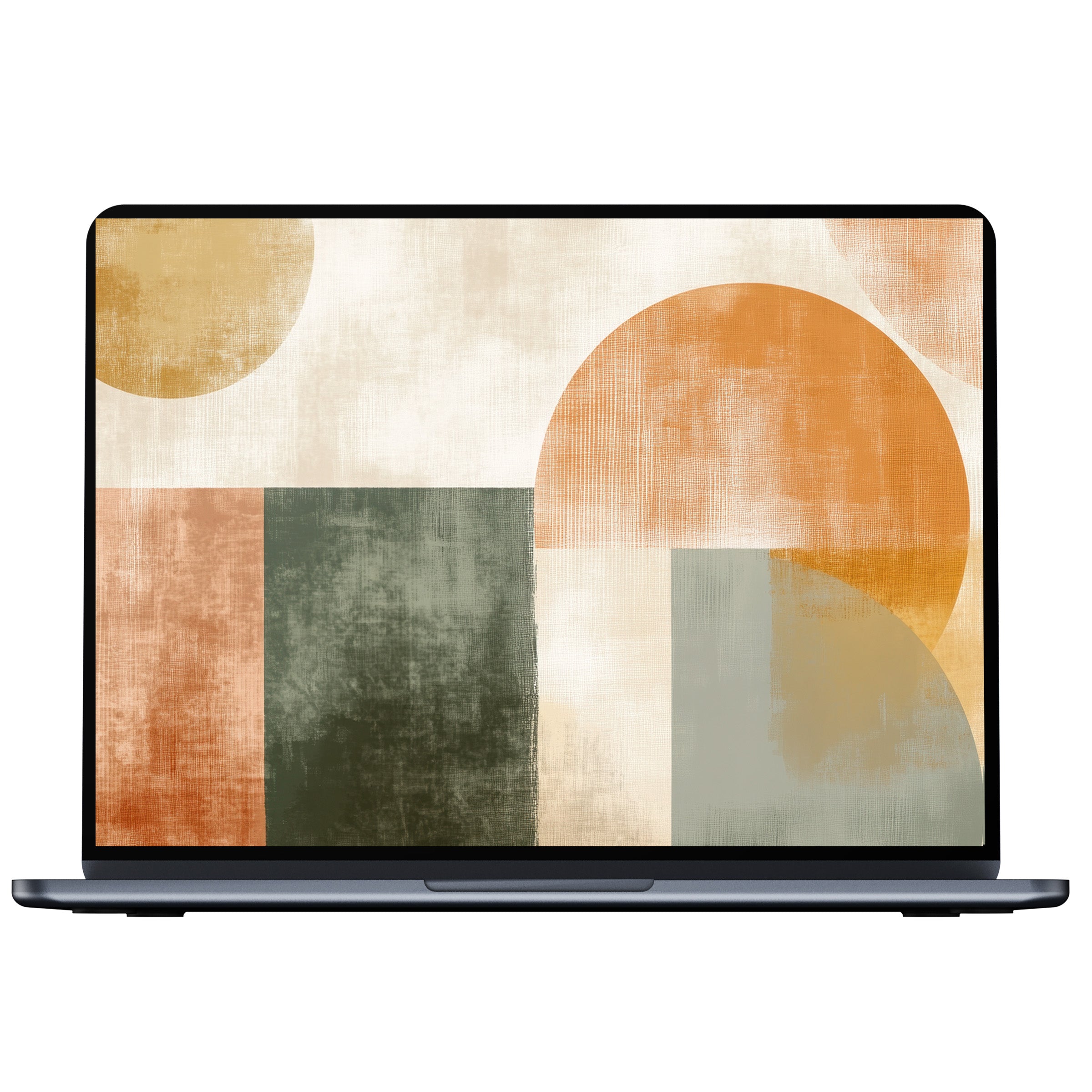 Modern desktop wallpaper in soothing earth tones and abstract geometric forms for a peaceful digital download on PC, laptop, and Mac