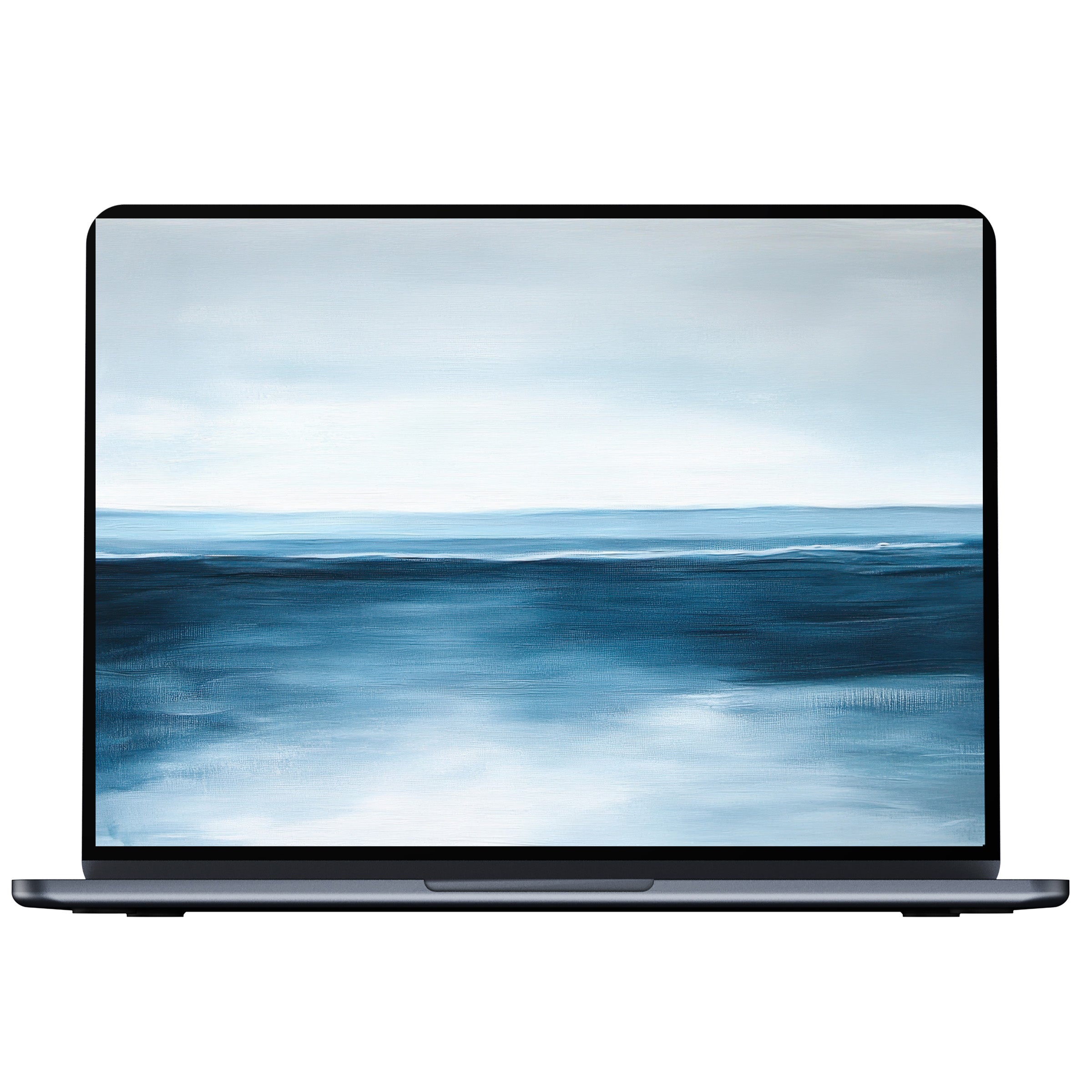 Modern desktop wallpaper digital download featuring serene blue ocean hues evokes calm and inspiration for PC or laptop screens