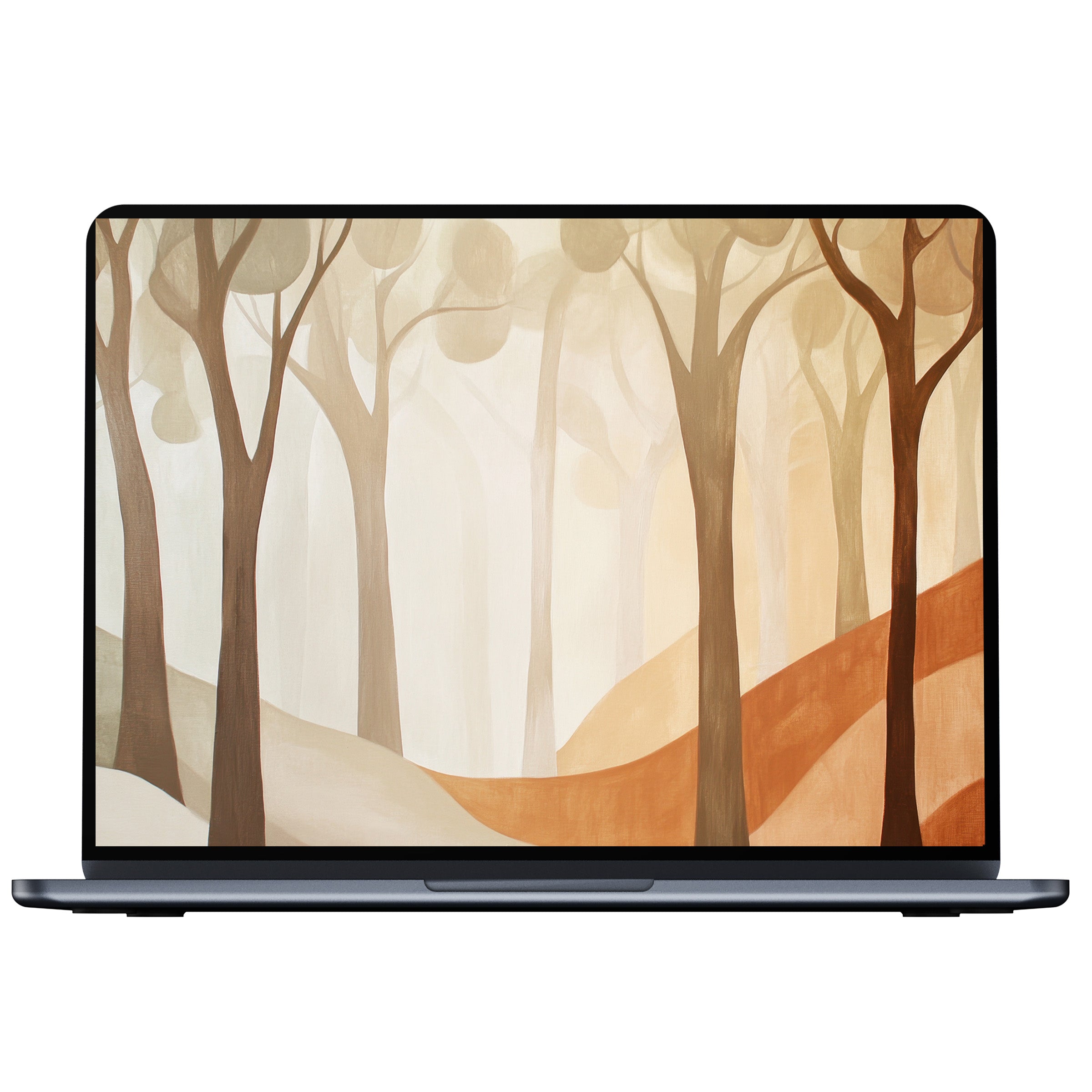 Serene modern desktop wallpaper with abstract forest hues inspires calm and elegance, perfect digital download for PC or laptop