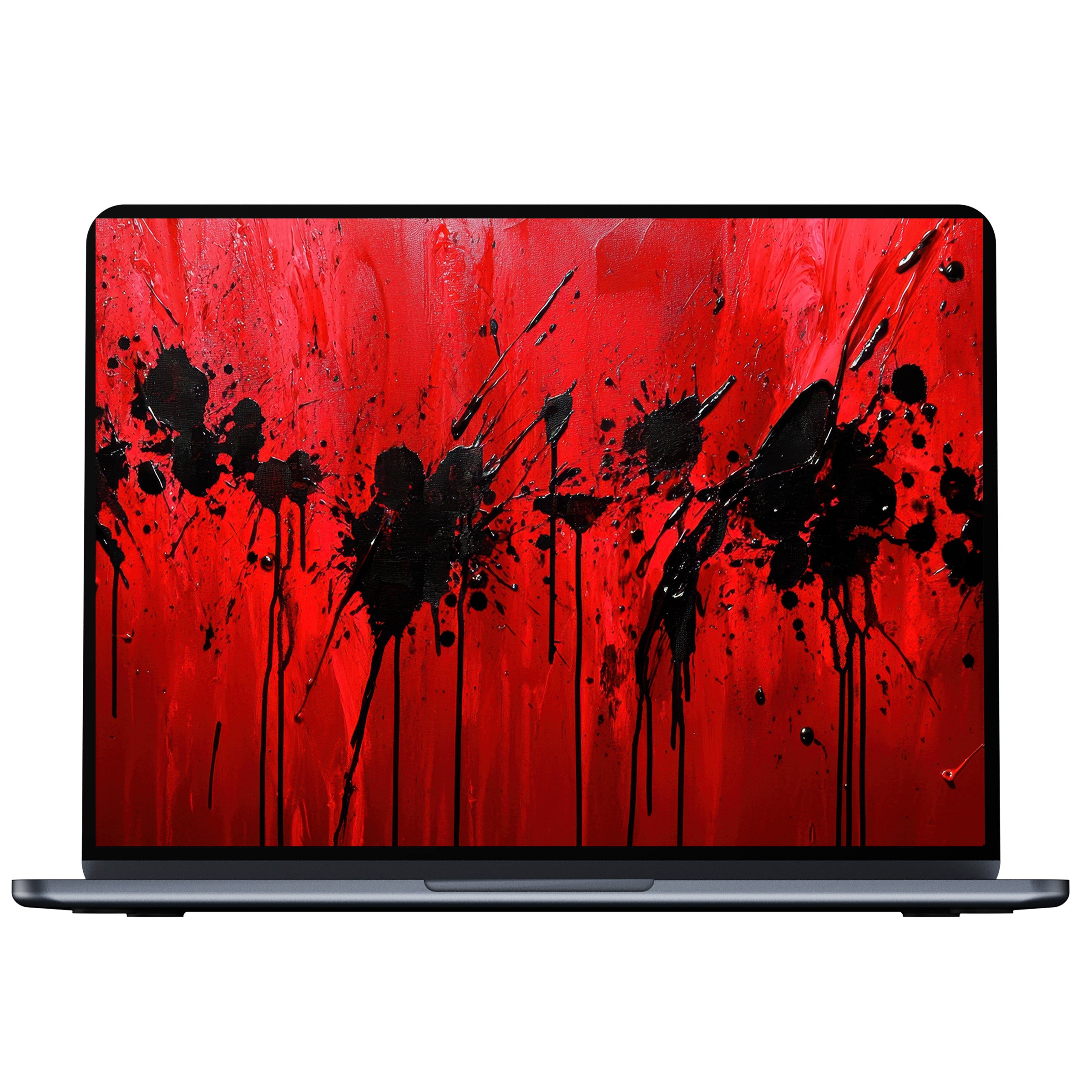 Vibrant modern desktop wallpaper with bold red and black splashes, inspiring digital download for PC, Laptop, and Mac screens