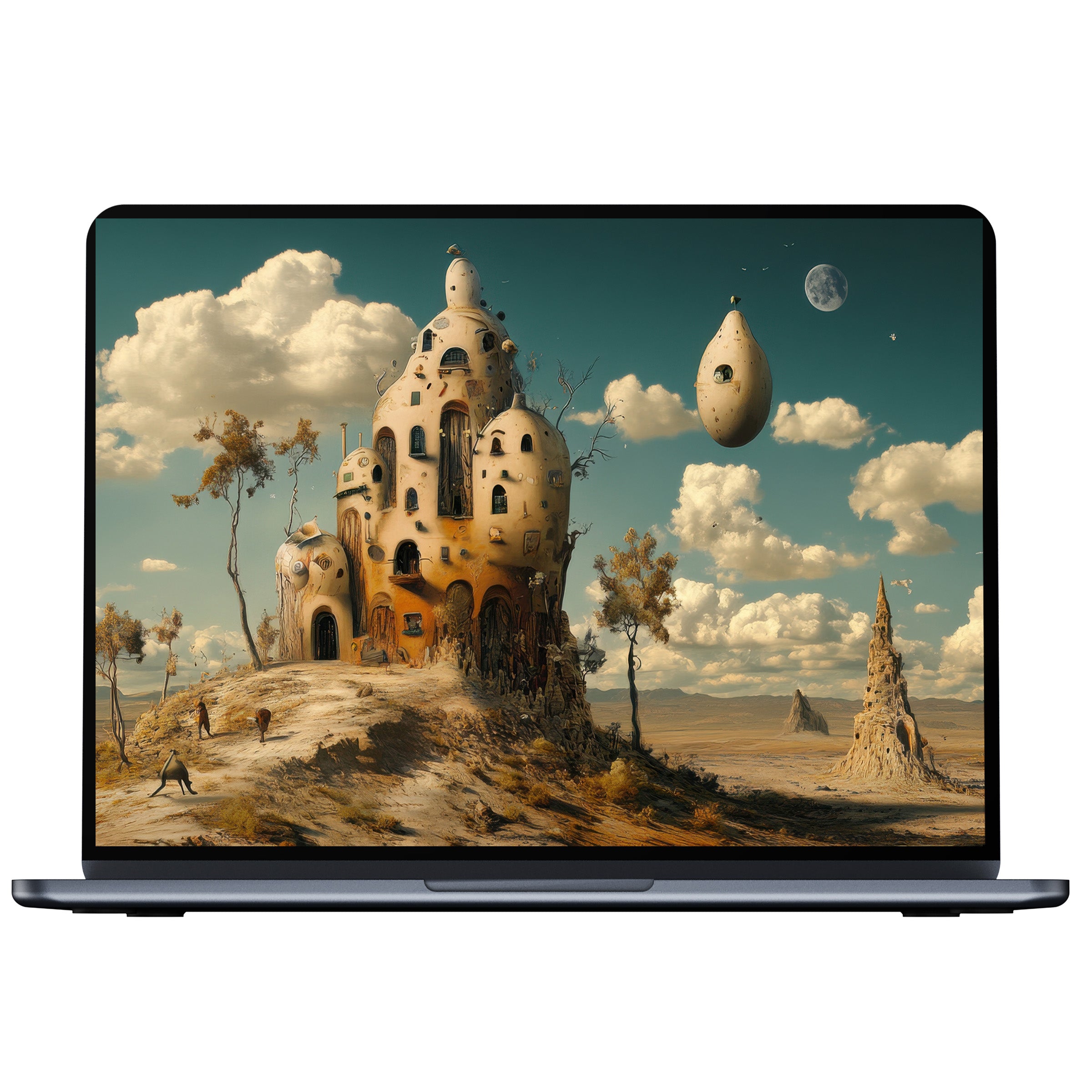 Modern desktop wallpaper showcasing surreal architecture against a dreamy sky, offering calm elegance for PC, laptop digital download