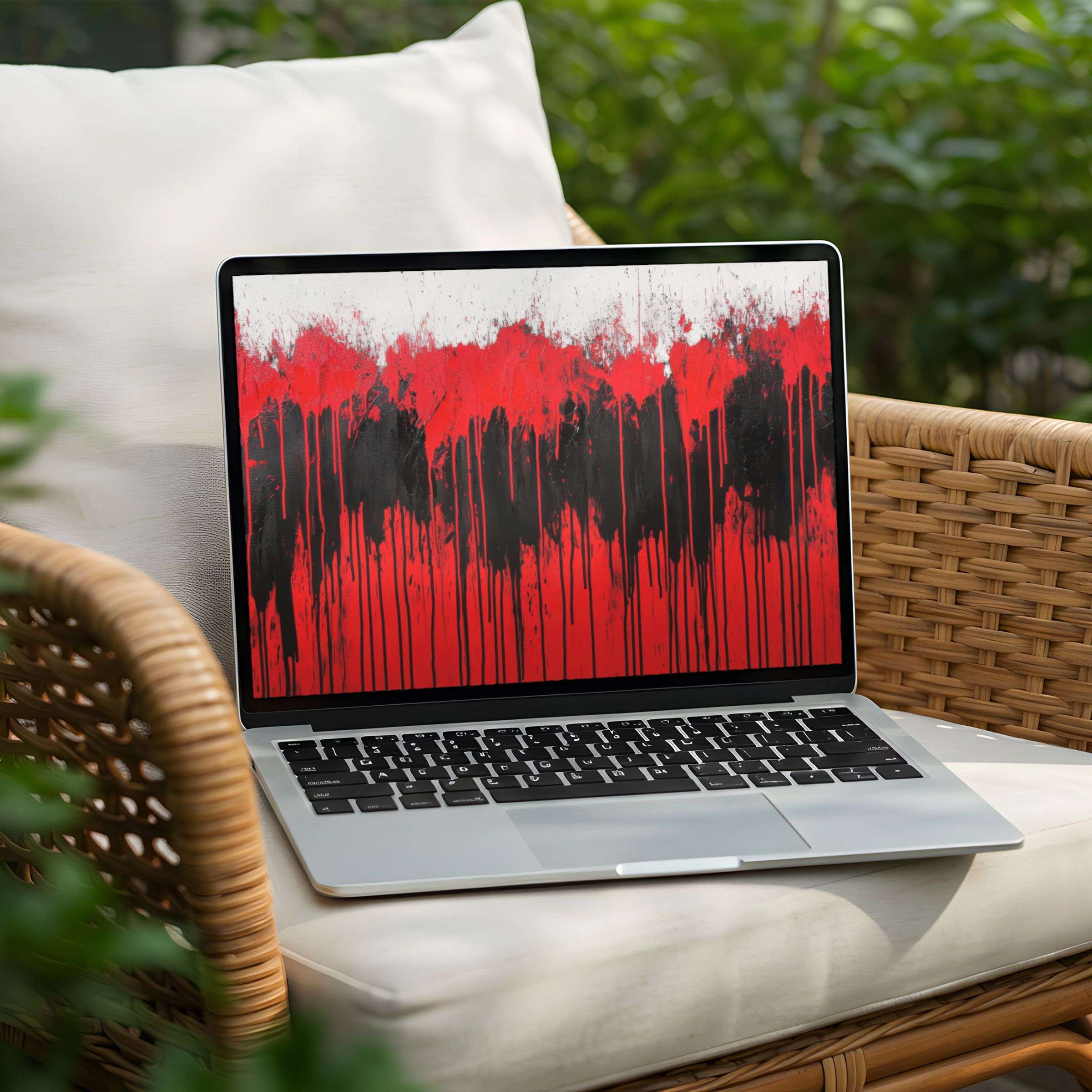 Elegant red and black abstract desktop background for PC or Laptop instant download inspiring calm mindfulness through art