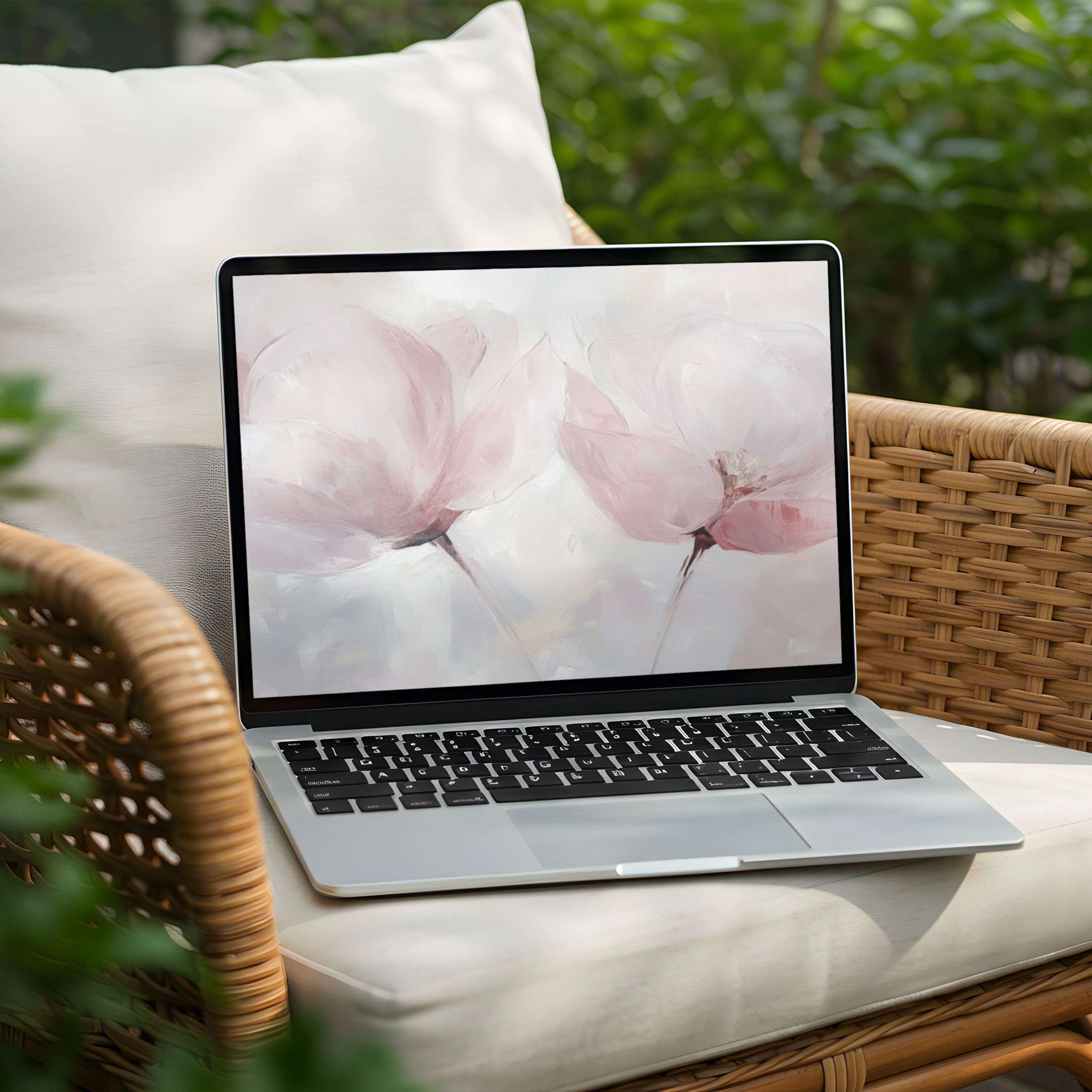 Elegant floral desktop background for PC and Laptop instant download Promotes calm and inspiration with soft pastel hues