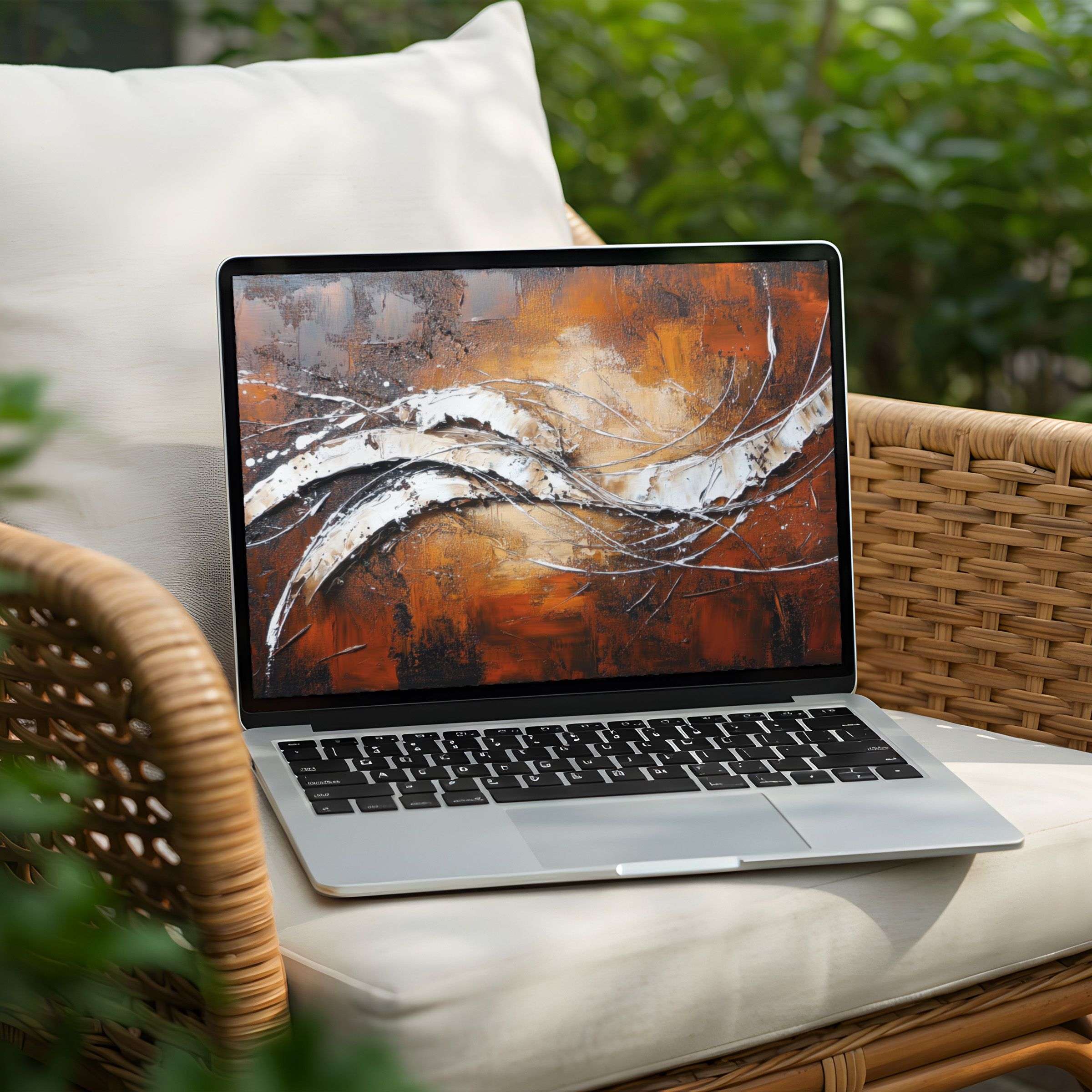 Warm abstract art for PC and Laptop desktop background offers instant download embracing elegance and calm with earthy hues