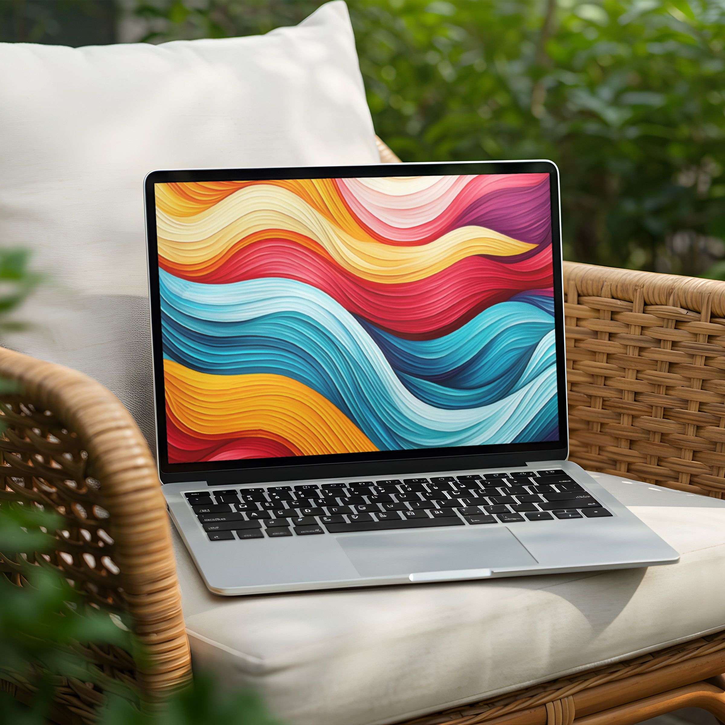 Vibrant wave-themed desktop background for PC and Laptop instant download perfect for inspiring a calm and elegant workspace