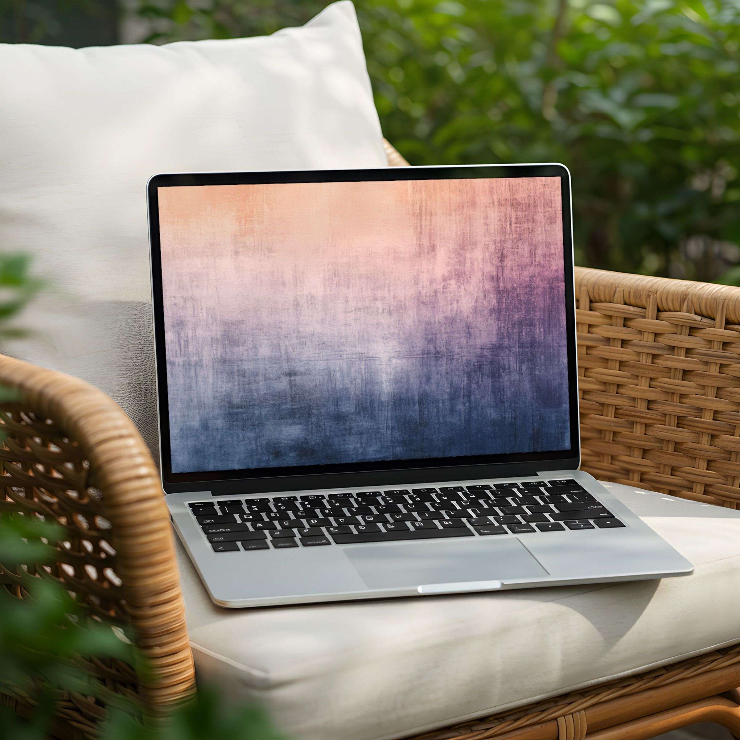 Modern PC with elegant pastel desktop background, perfect for instant download on laptops, inspiring calm and mindfulness
