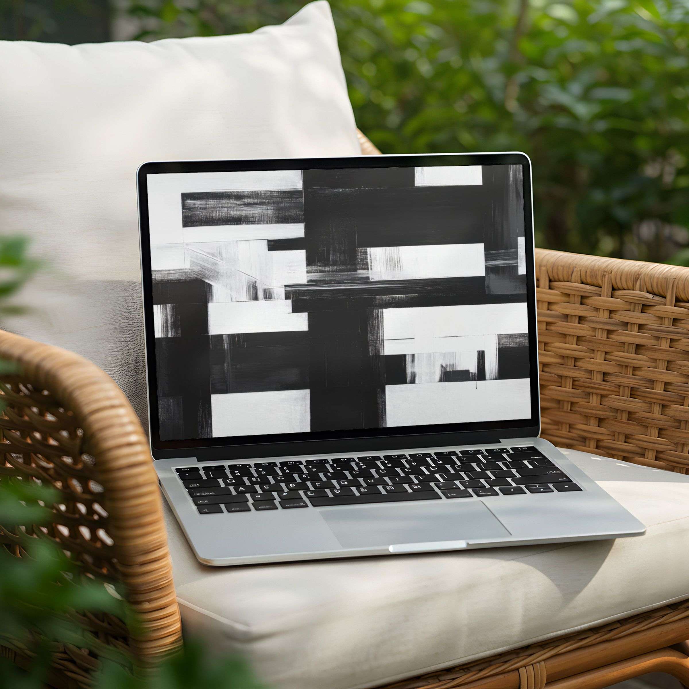 Elegant black and white abstract desktop background for PC and Laptop instant download soothing design inspires calm mindfulness