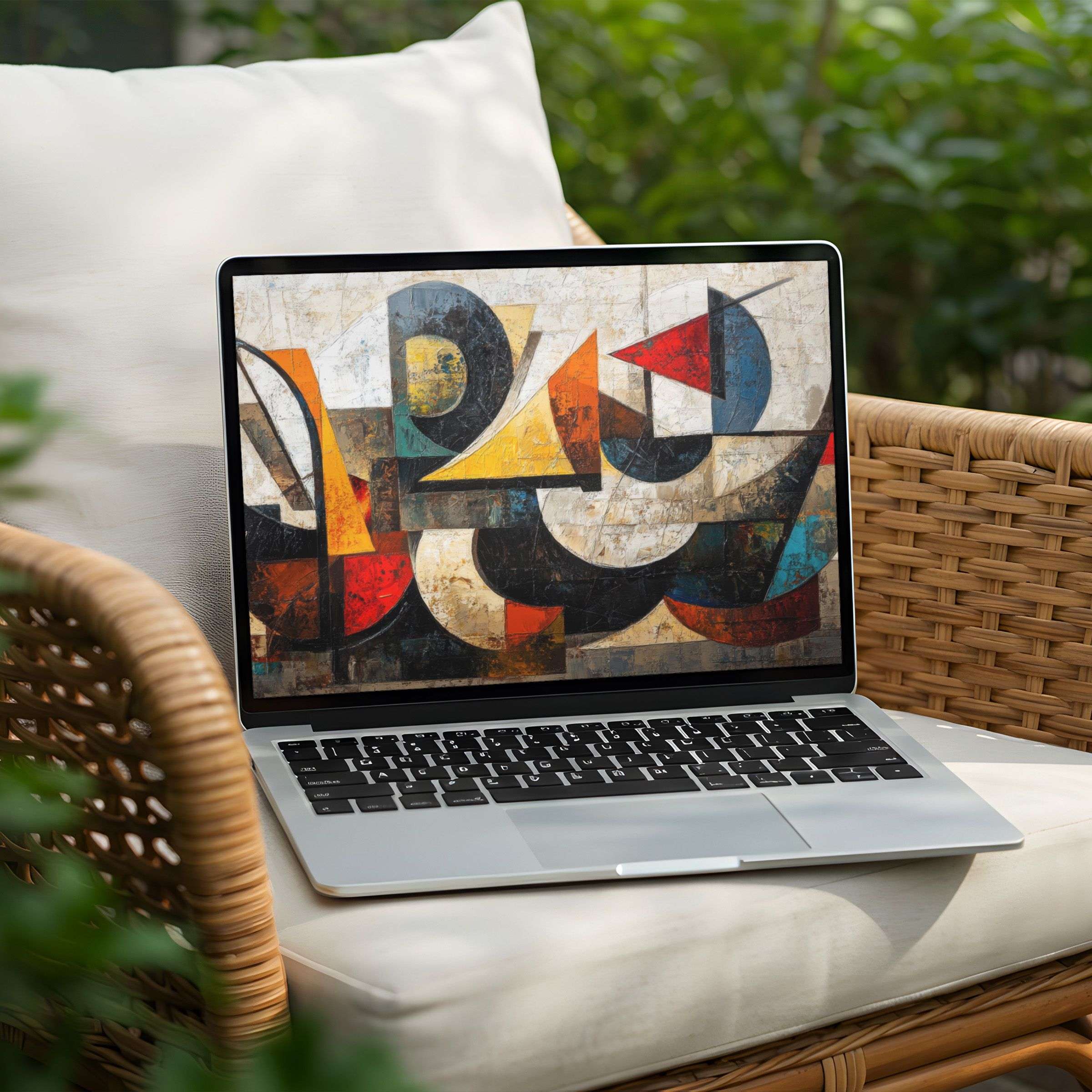 Colorful geometric art desktop background for instant download, inspiring design-conscious PC or Laptop users with elegance and calm