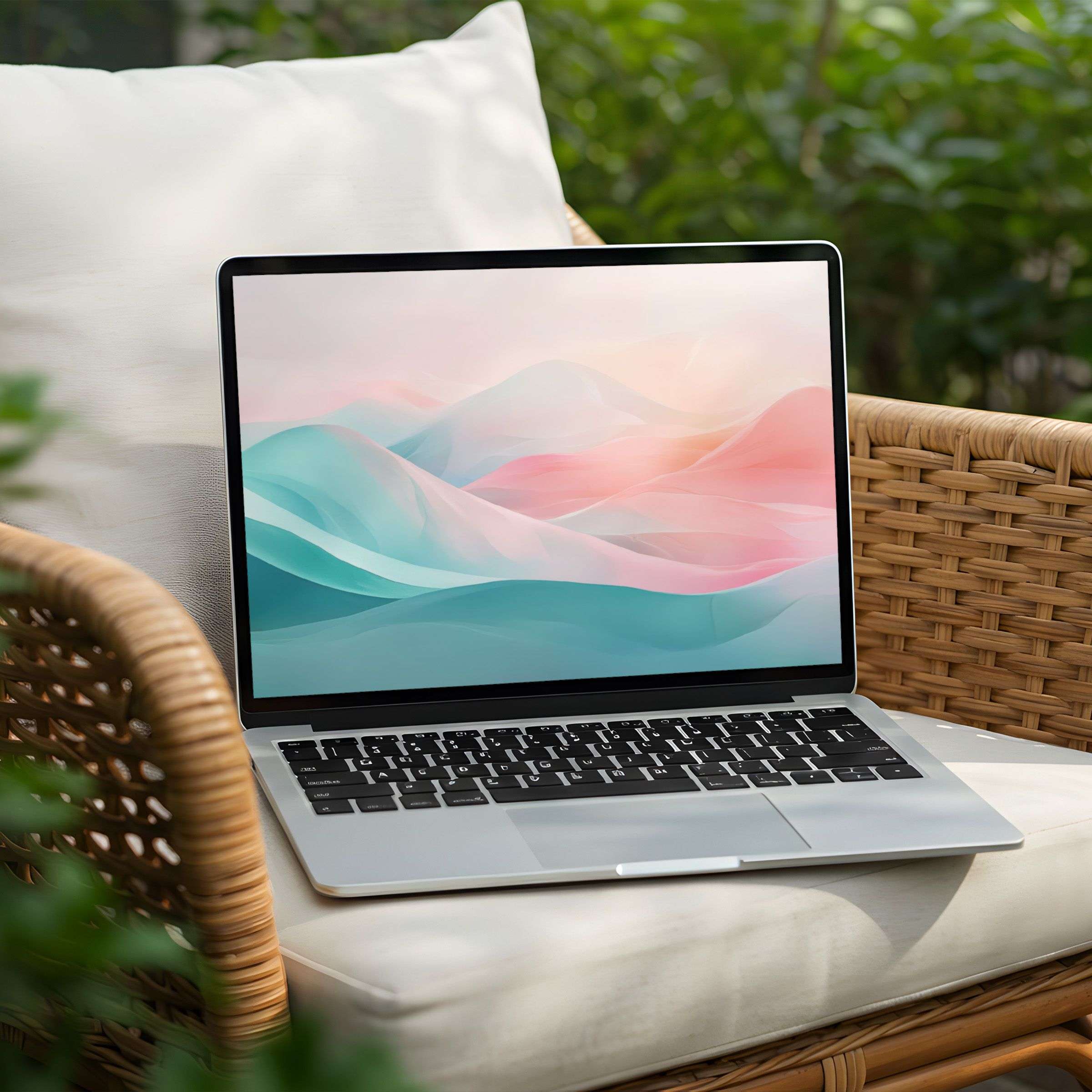 Elegant pastel waves create a serene desktop background for PC and Laptop instant download inspiring calm and mindfulness