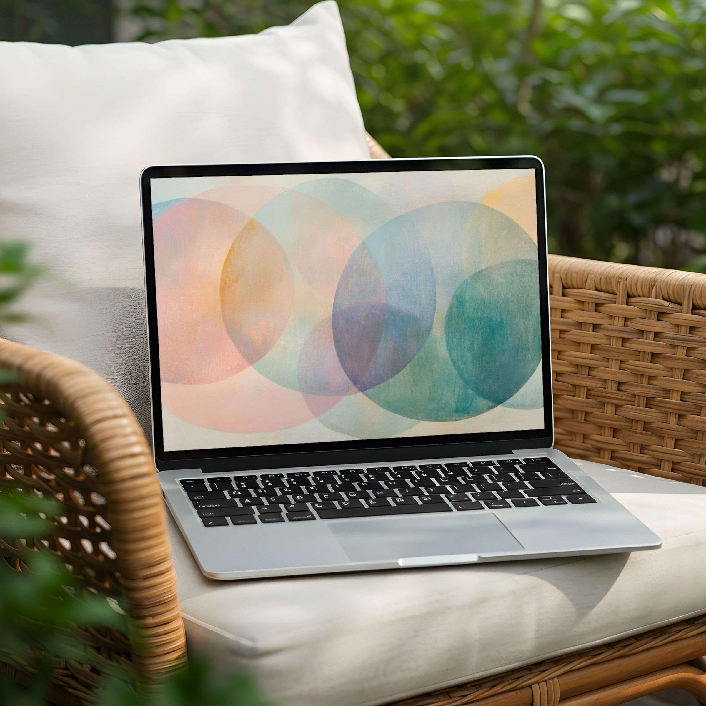 Inspiring abstract desktop background for PC or Laptop brings elegance and calm with an instant download of soothing pastel circles