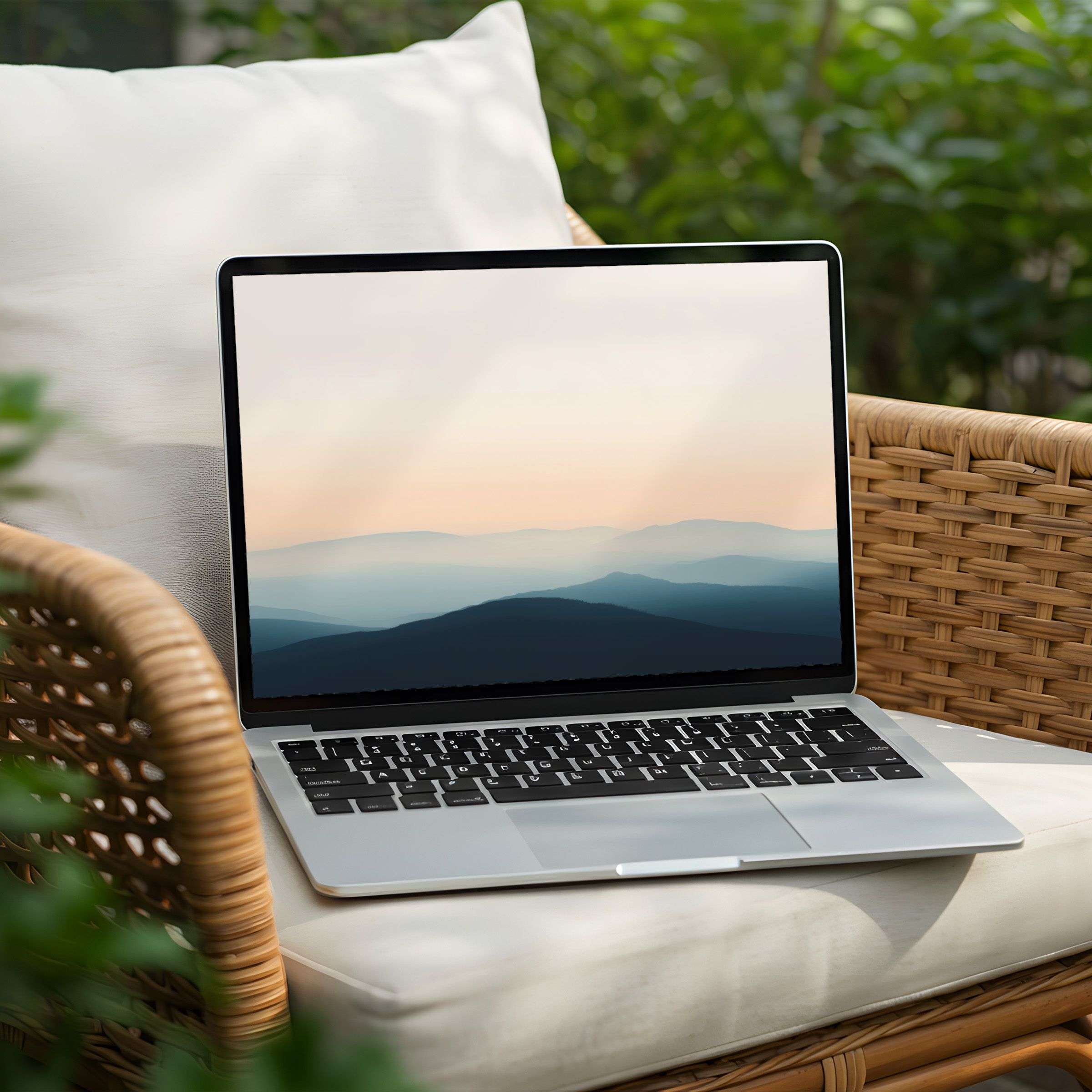 Serene mountain landscape desktop background for PC and laptop instant download elegance and mindfulness for your workspace