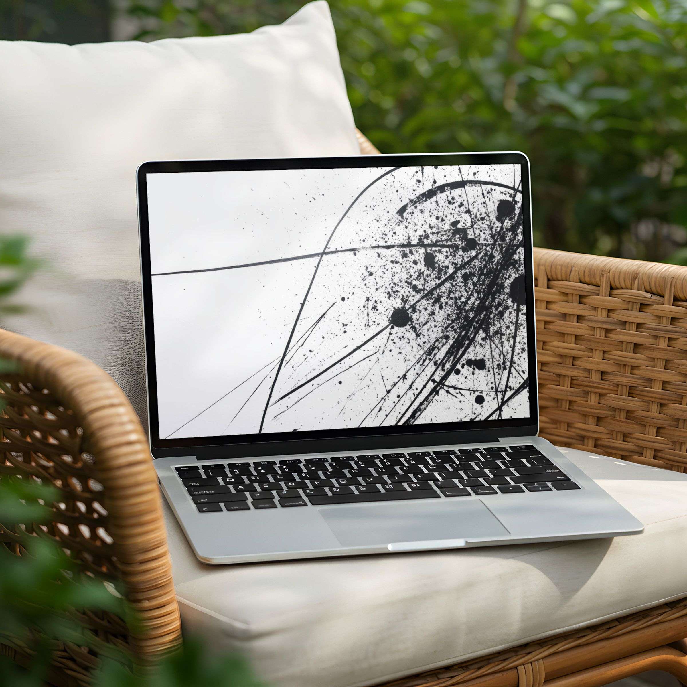 Elegant abstract black and white desktop background for PC and Laptop instant download for a calm and inspiring workspace