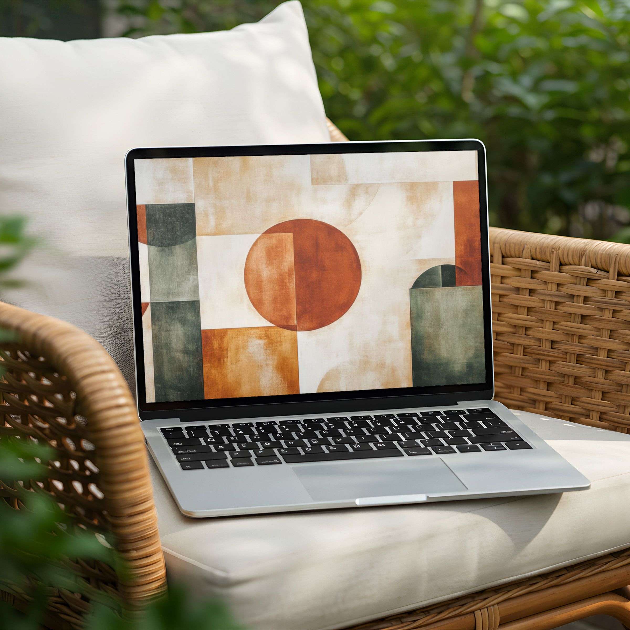 Elegant abstract desktop background in earthy tones for PC or Laptop instant download inspiring calm and creativity