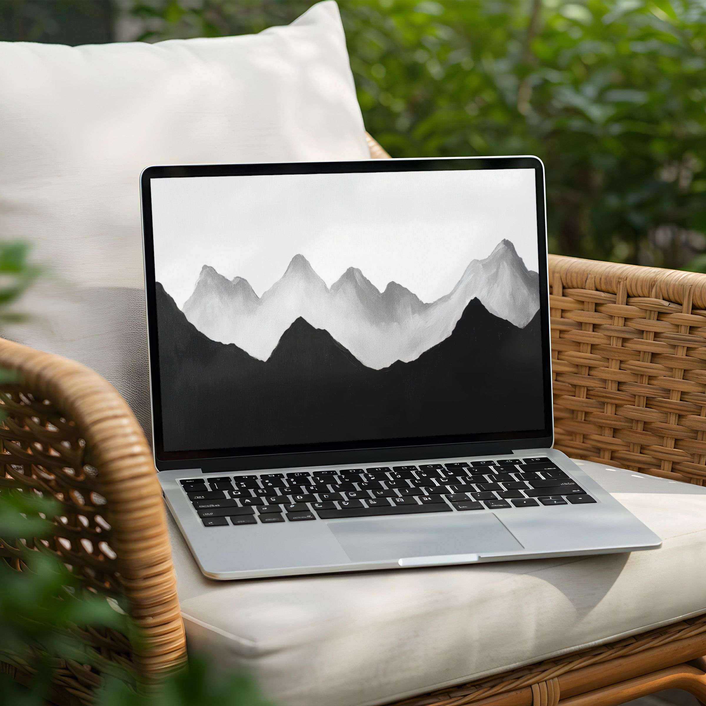 Mindful mountain art desktop background for PC or Laptop brings calm elegance to your space with this instant download image
