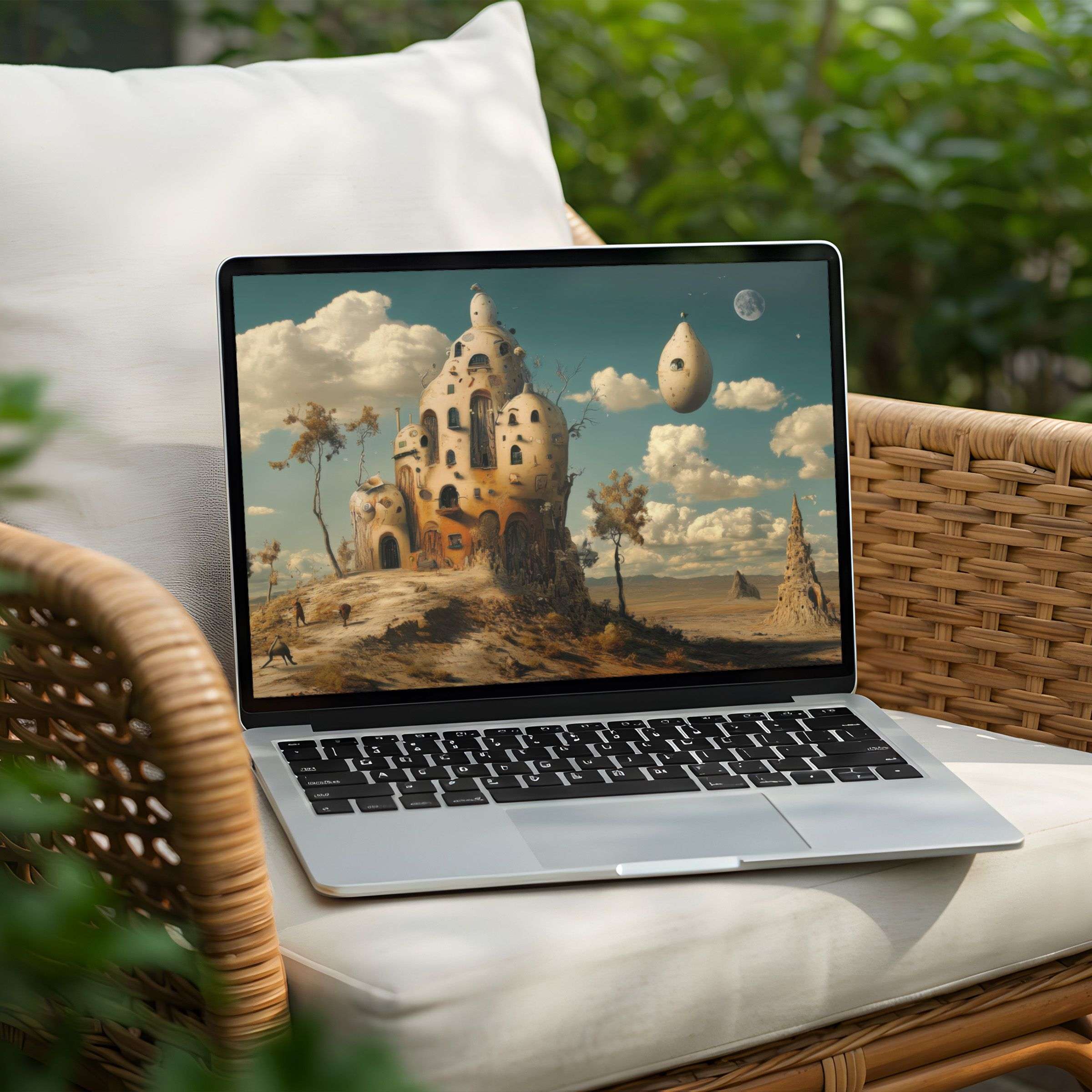 Inspirational fantasy landscape desktop background for PC or Laptop instant download for a calm and elegant digital space