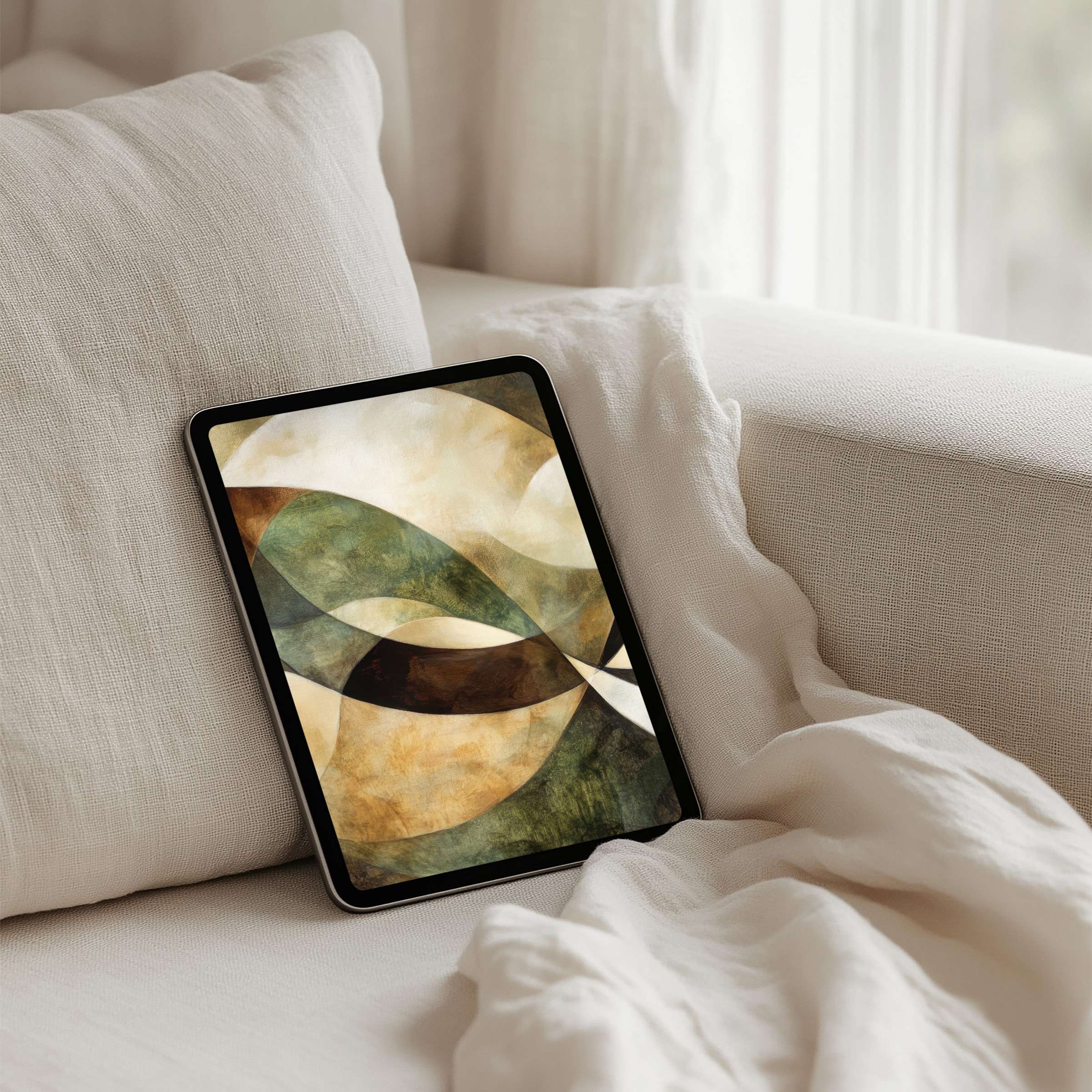 Elegant iPad background with abstract earthy tones inspires calm and fits tablet screens for instant download and mindful aesthetics