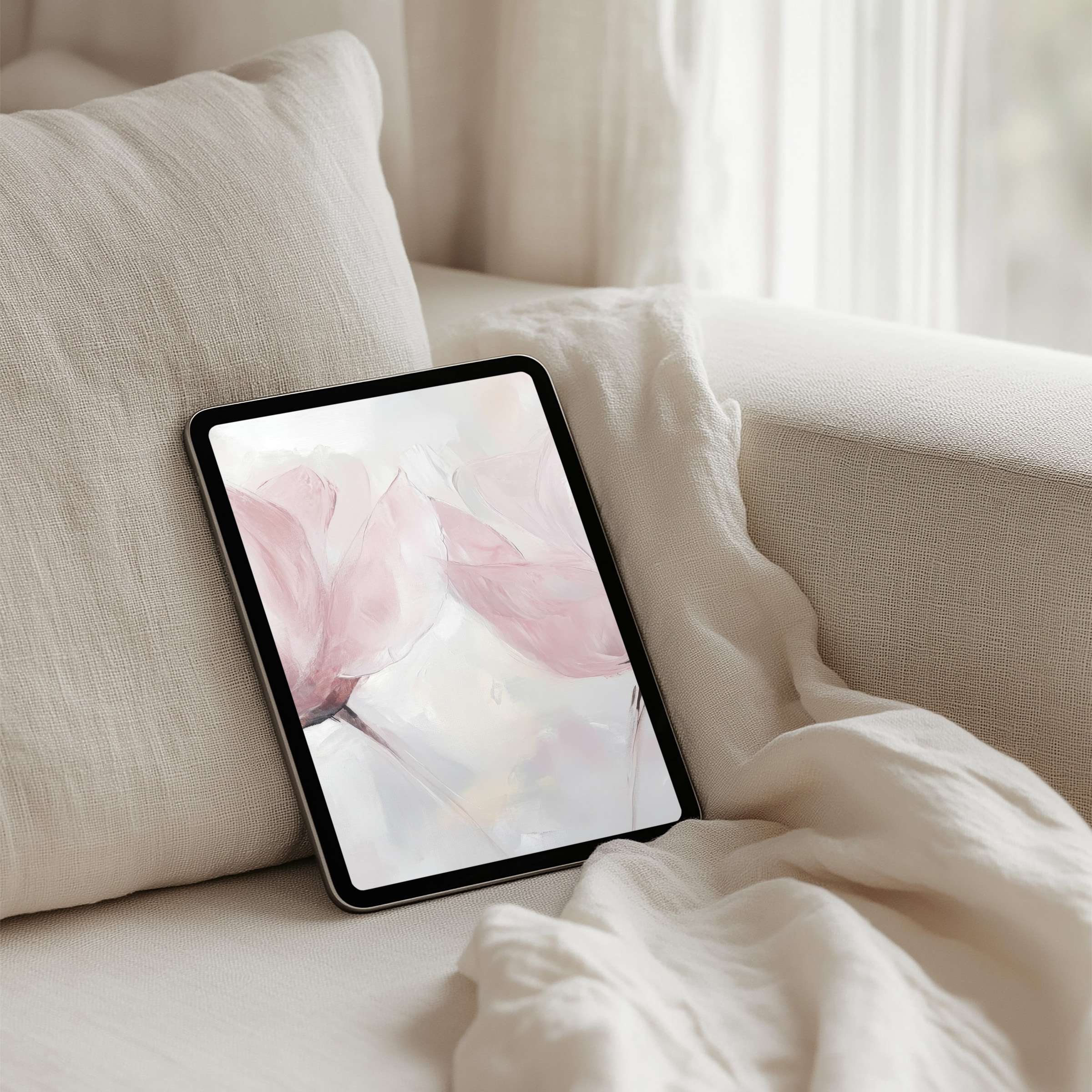 Elegant pink abstract floral iPad background inspires calm and mindfulness available for instant download perfect for any tablet