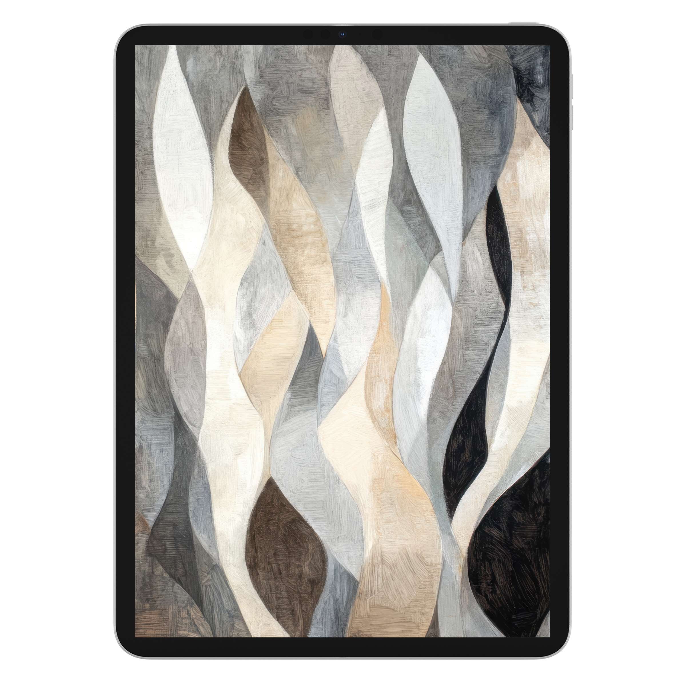 Elegant modern iPad wallpaper with soothing abstract waves in earthy tones, perfect digital download for tablets and serene backgrounds