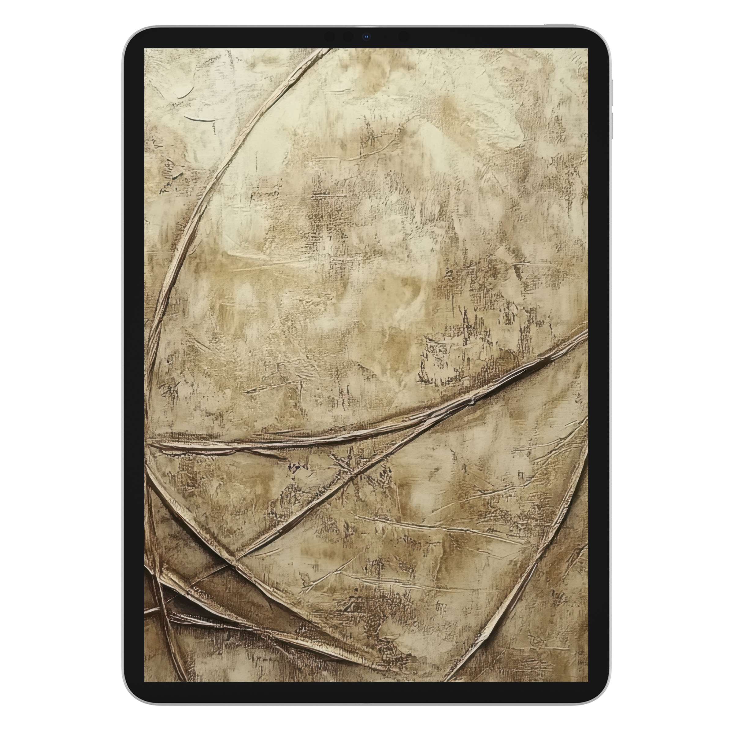 Elegant modern iPad wallpaper with textured beige abstract design, perfect digital download for tablet background and serene vibes