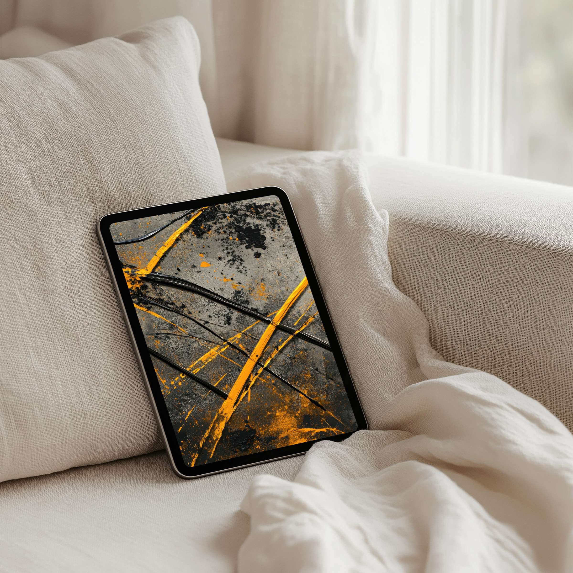 Elegant abstract iPad background in warm earthy tones for instant download mindfulness on your tablet's cozy, artistic escape